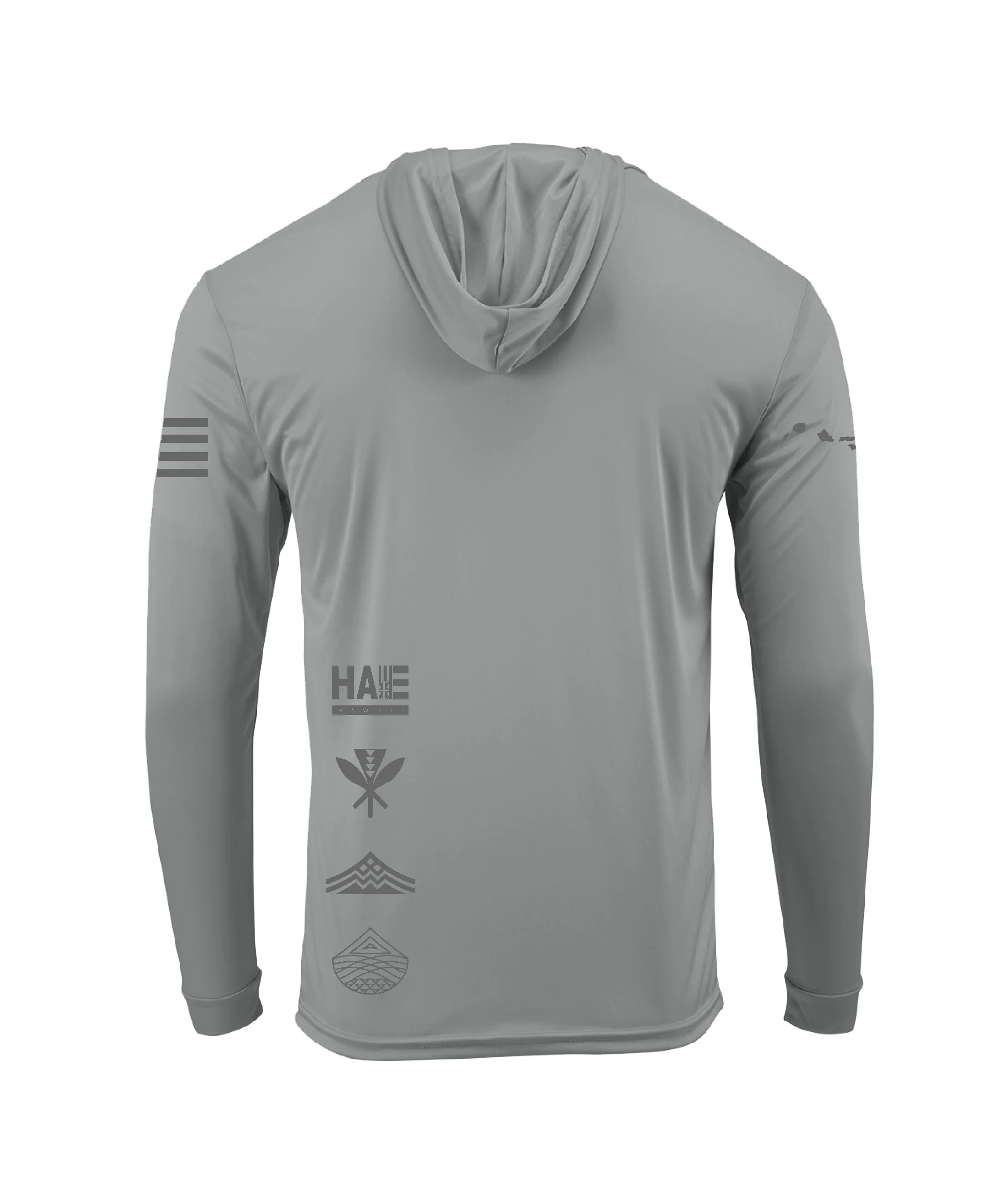 Aloha Aina Gray on Gray Hooded Long Sleeve Drifit - Image 3