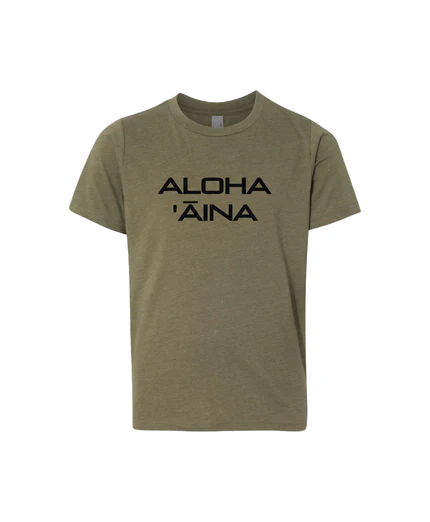 Aloha Aina Keiki Tee Military Green