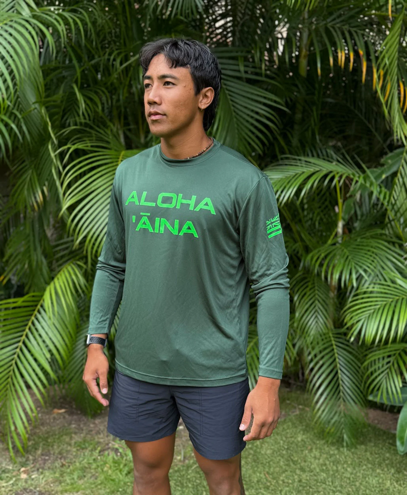 Aloha 'Āina Longsleeve Drifit Forest Green - Image 2