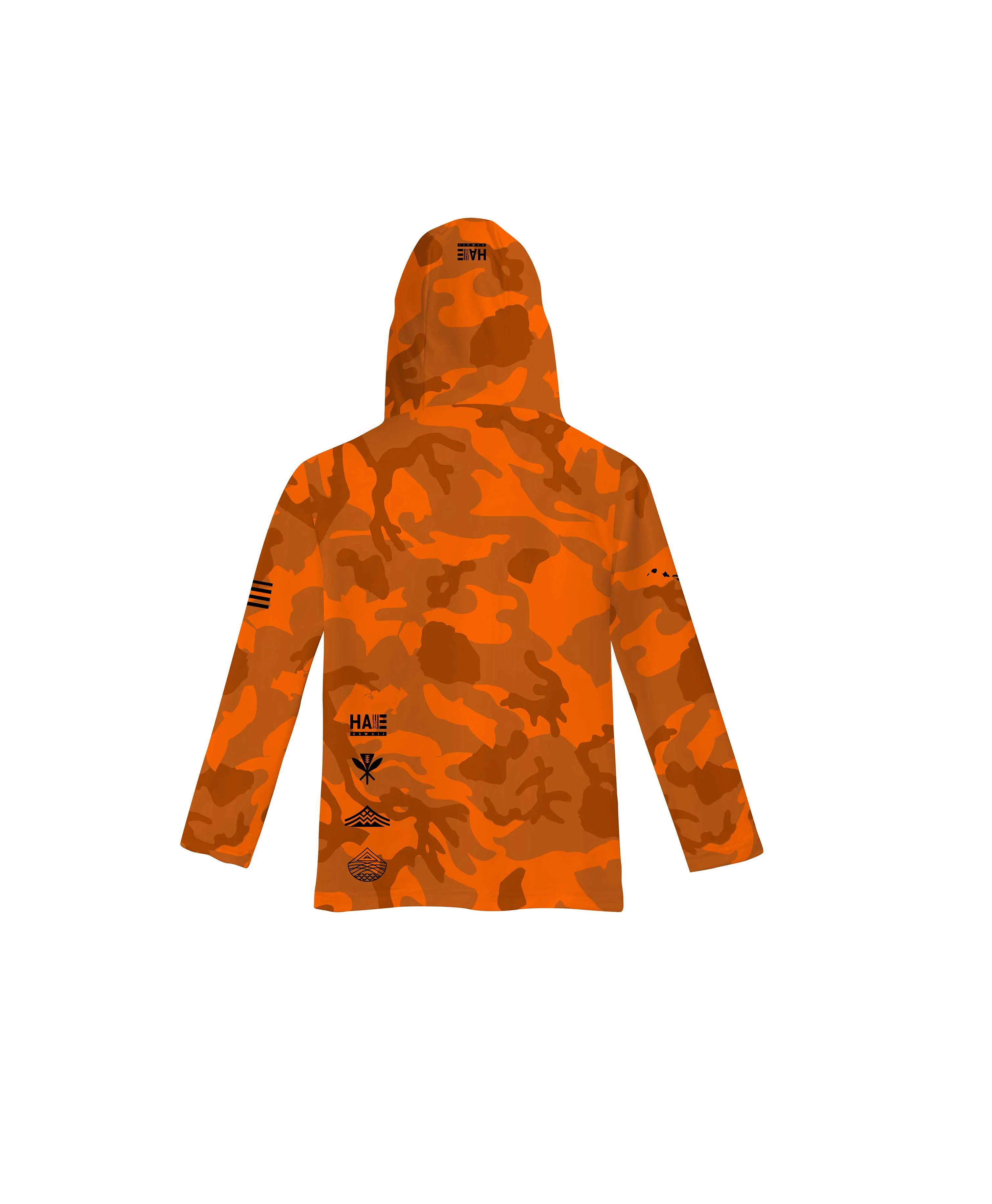 Aloha Aina Namoku Camo Toddler Hooded Long Sleeve Drifit Burnt Orange - Image 2