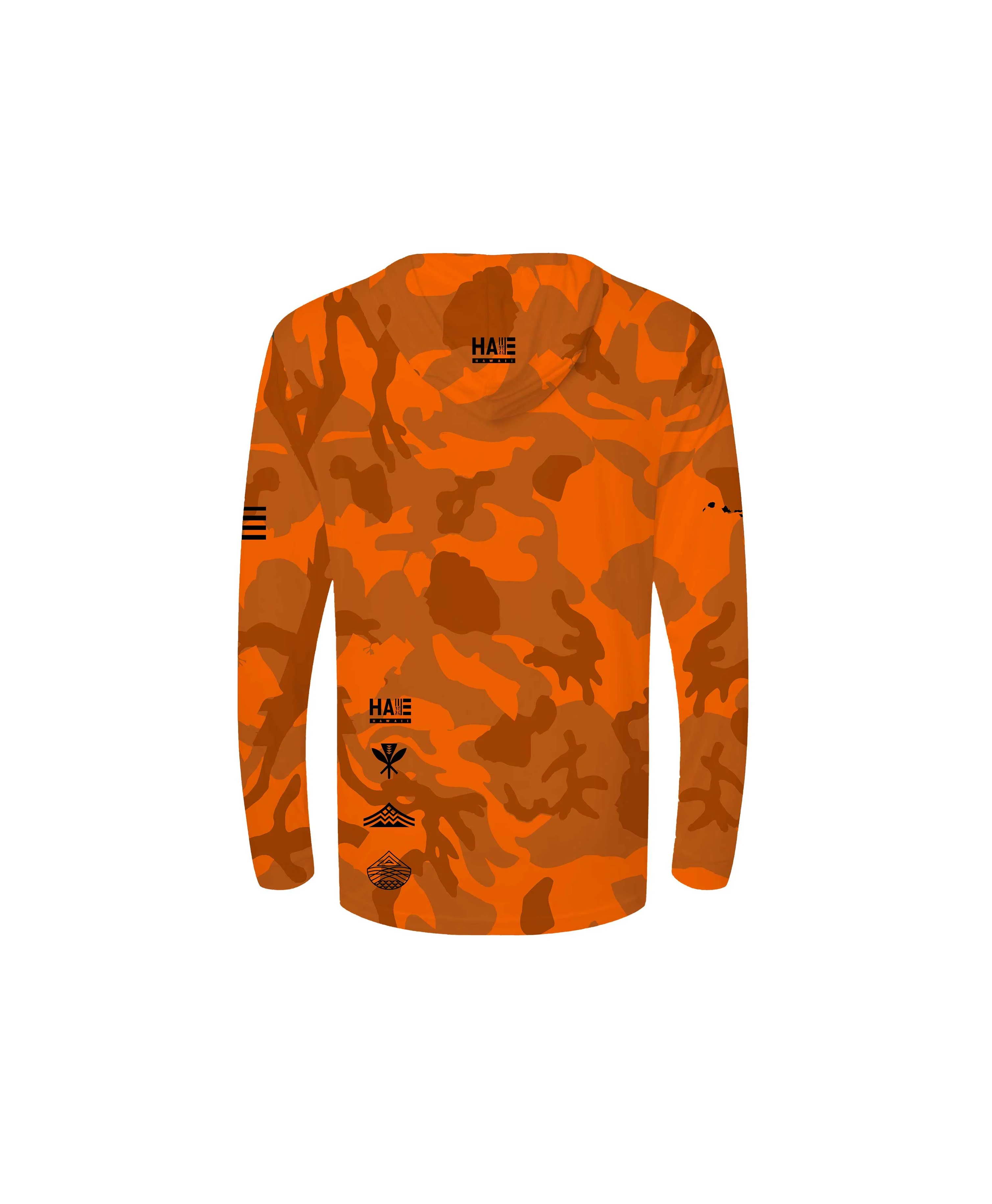 Aloha Aina Namoku Camo Youth Hooded Long Sleeve Drifit Burnt Orange - Image 2