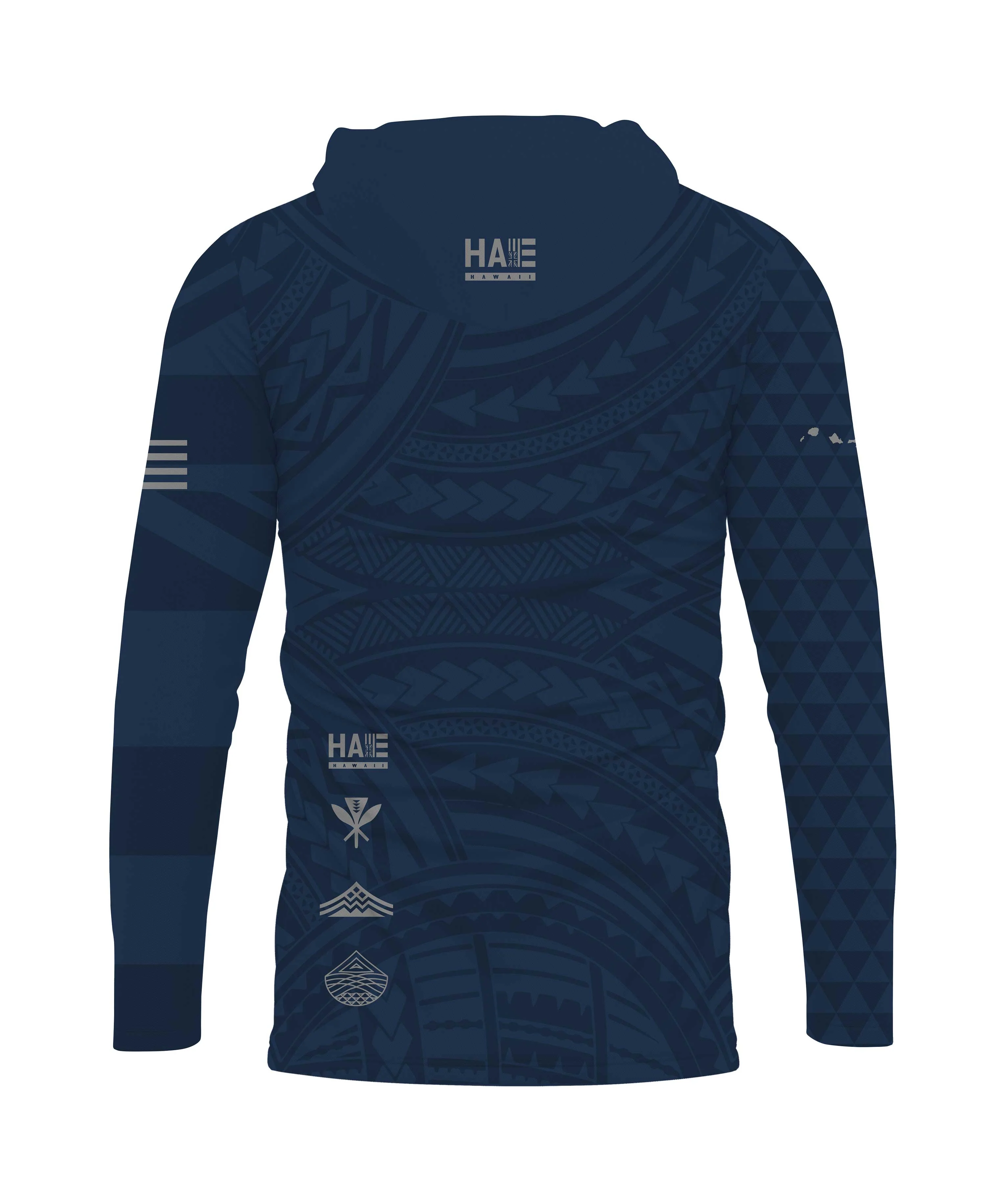 Aloha Aina Navy Blue Hooded Long Sleeve Drifit - Image 3