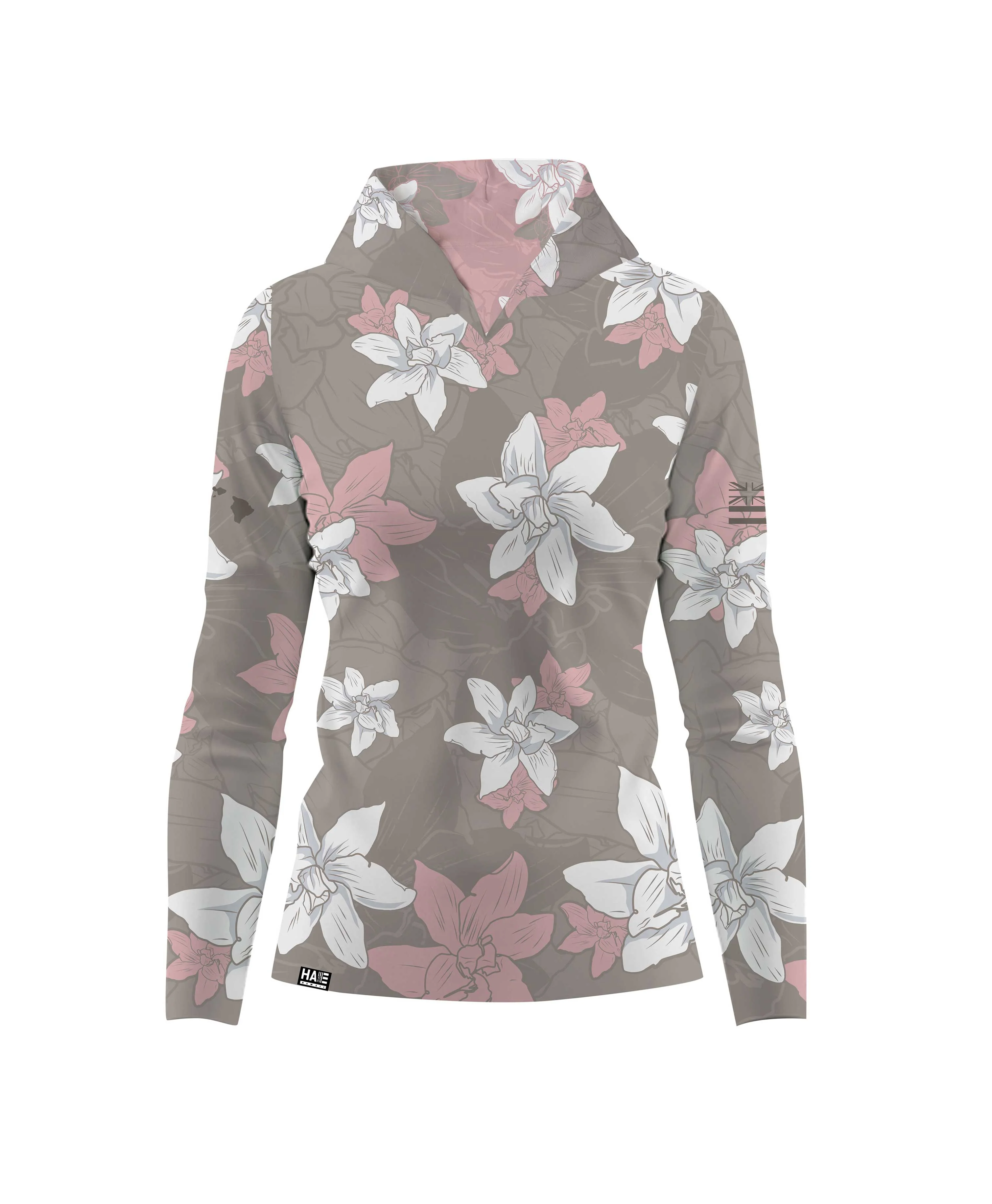 Kiele Wahine Hooded Long Sleeve Vneck Drifit Gray - Image 3