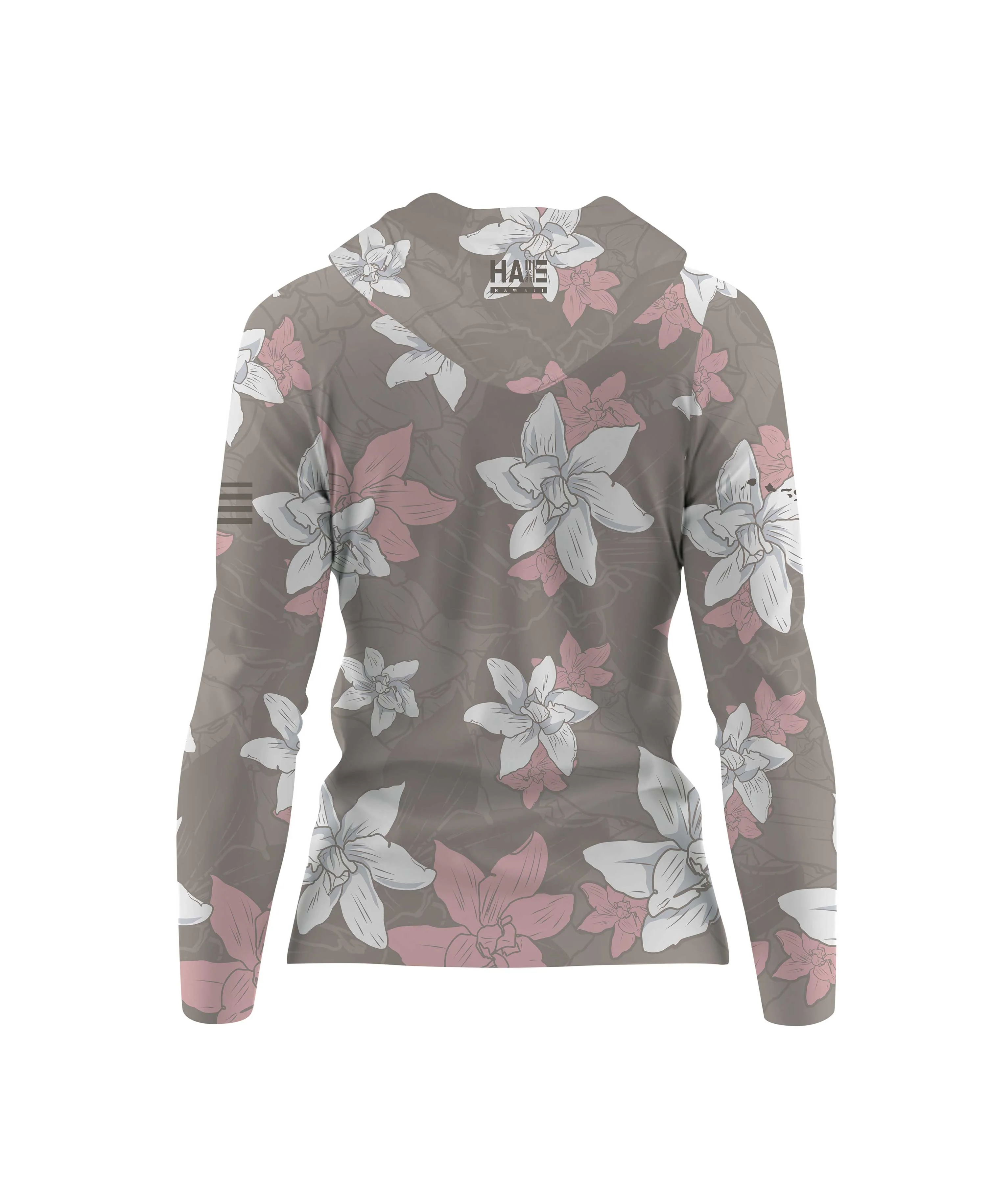 Kiele Wahine Hooded Long Sleeve Vneck Drifit Gray - Image 4