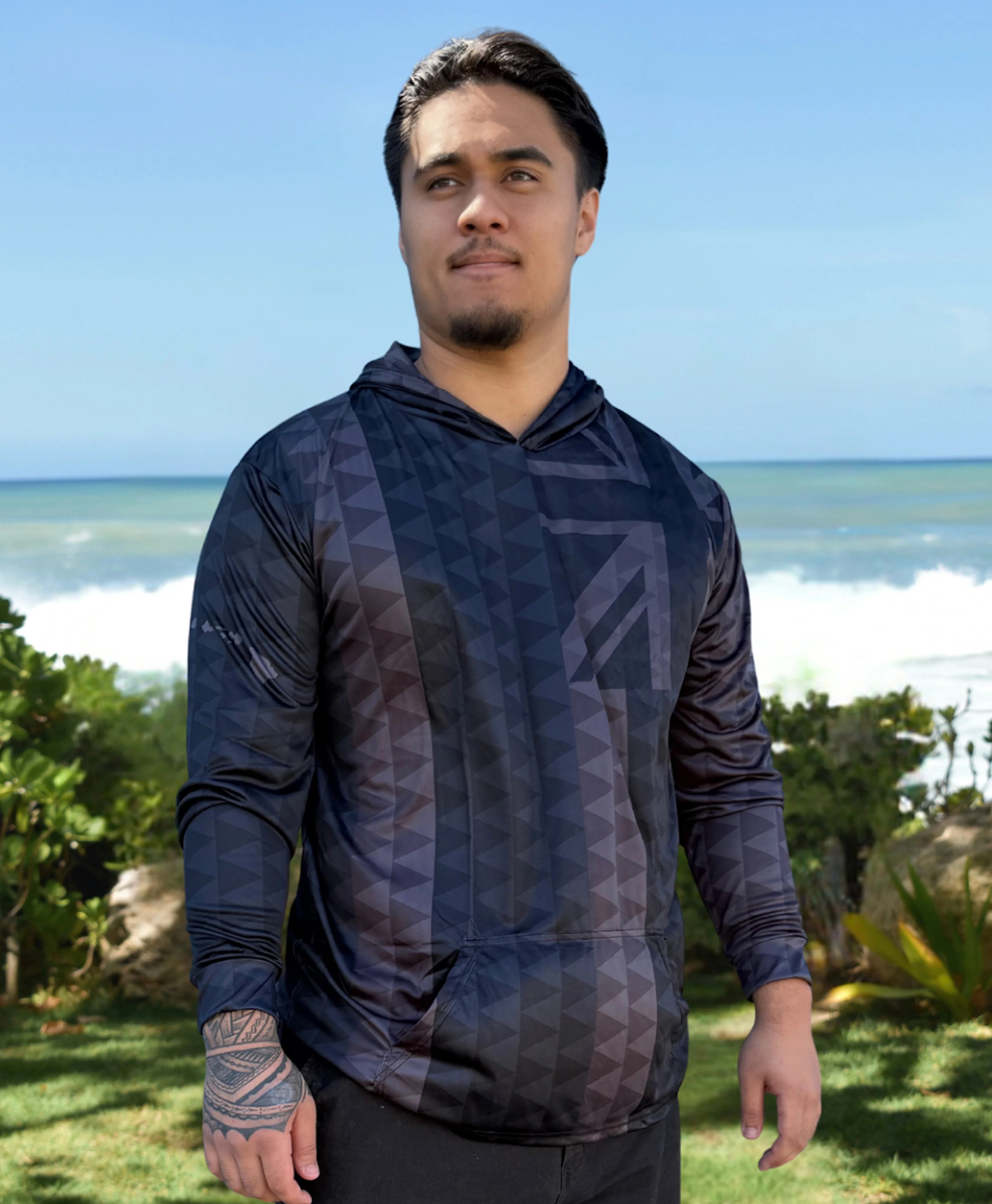 Hae Hawaii Hooded Long Sleeve Drifit Black on Black