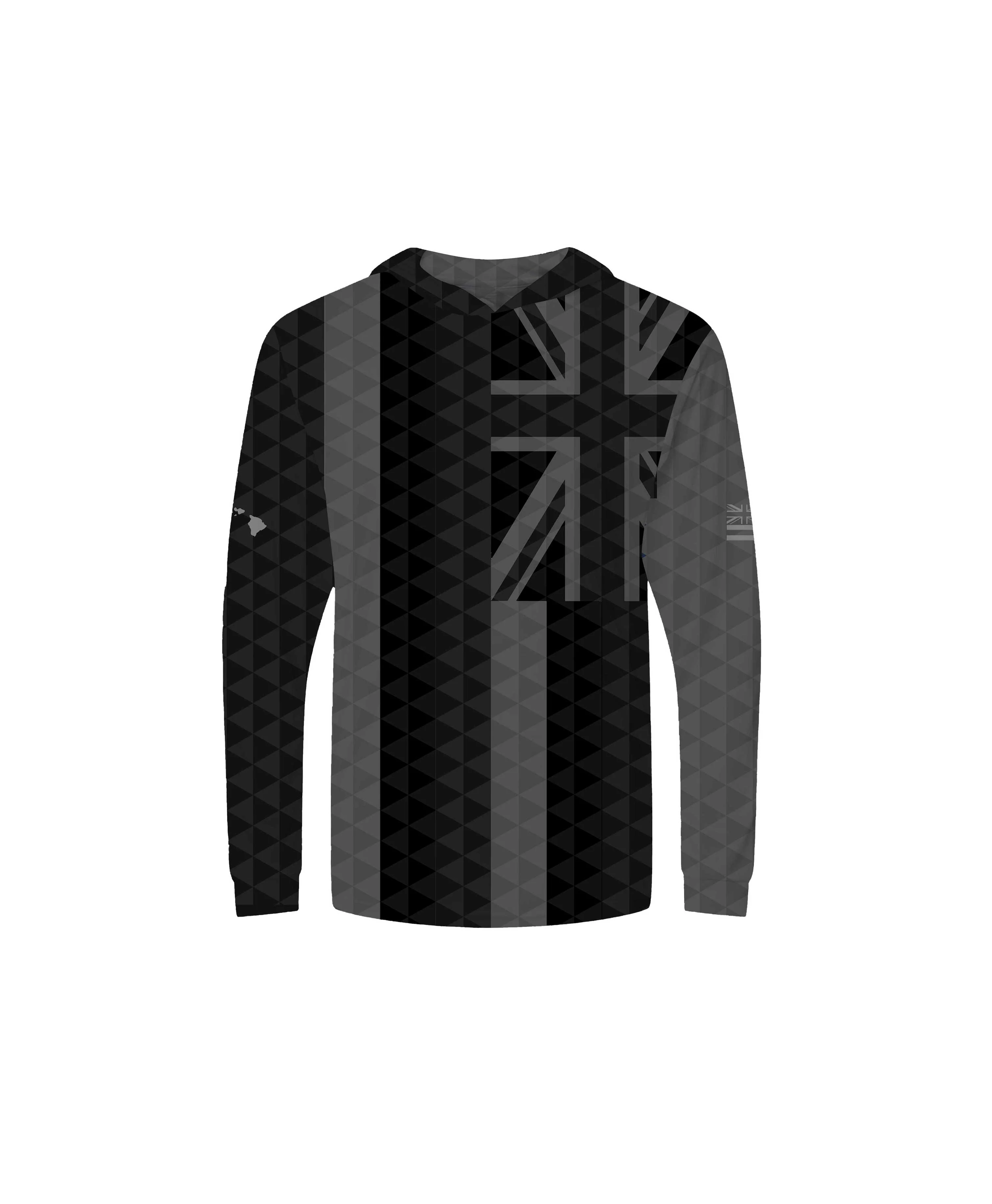 Hae Hawaii Youth Hooded Long Sleeve Drifit Black on Black