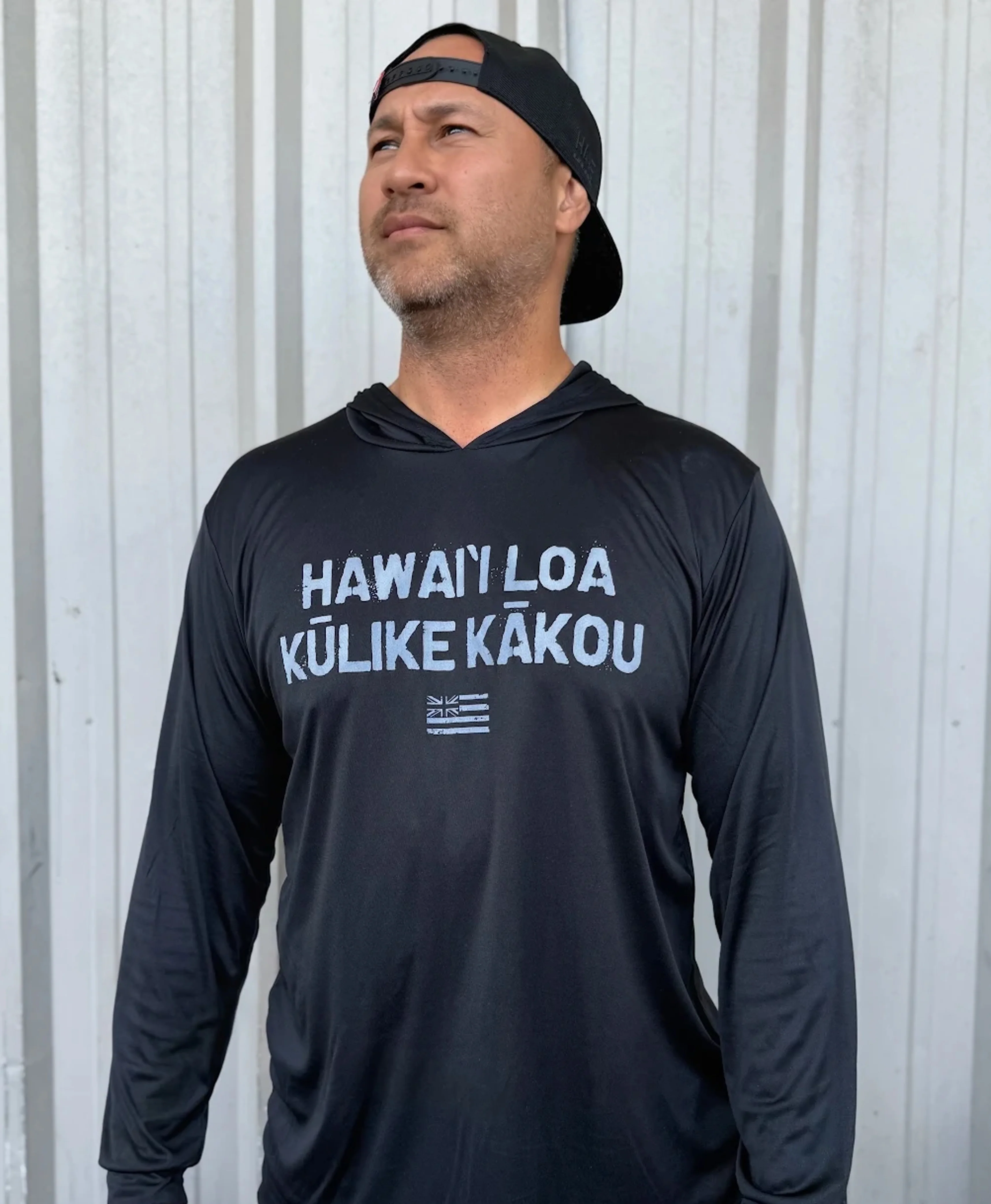 Hawaii Stands Together Hooded Longsleeve Dri Fit in Black