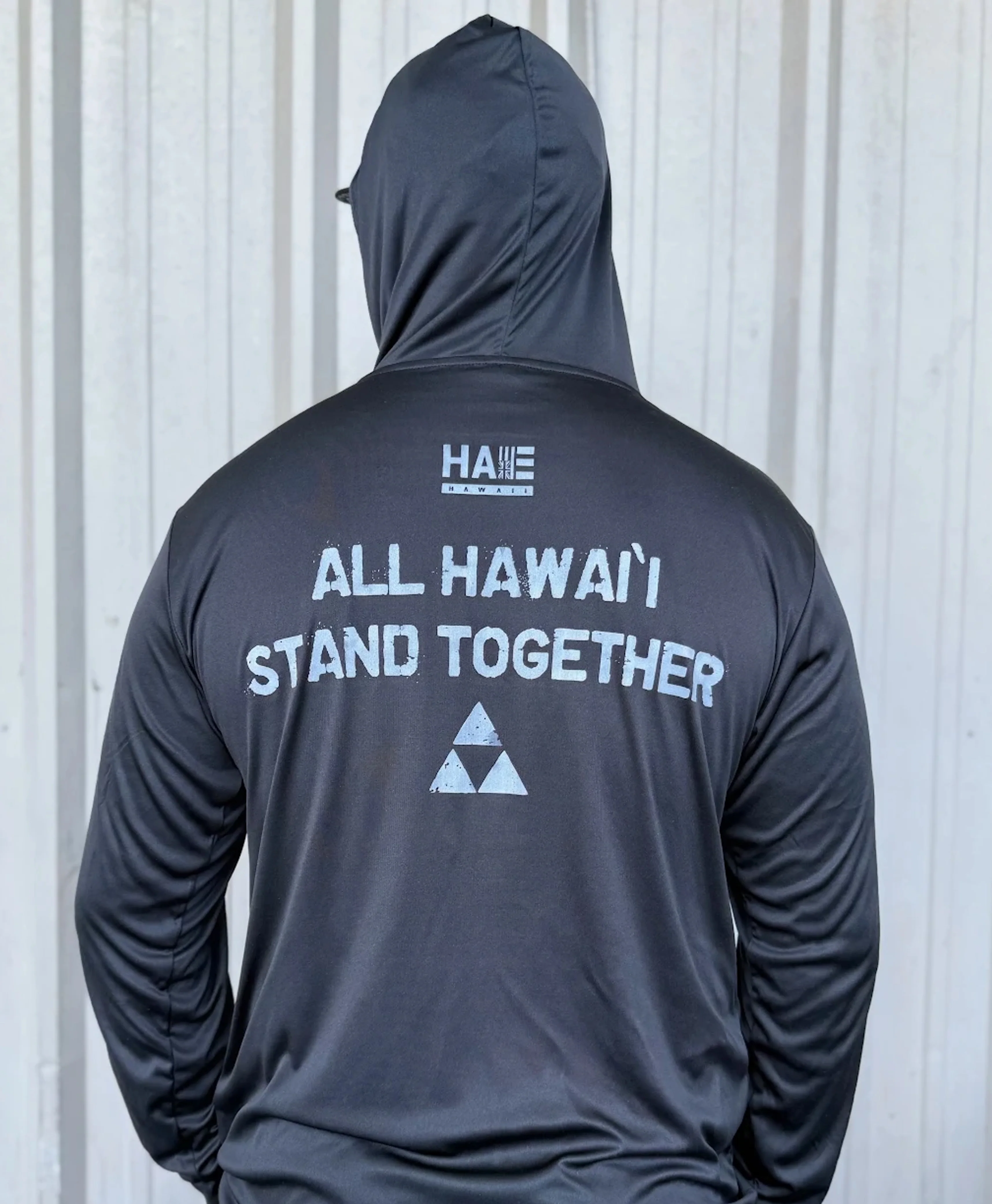 Hawaii Stands Together Hooded Longsleeve Dri Fit in Black - Image 2