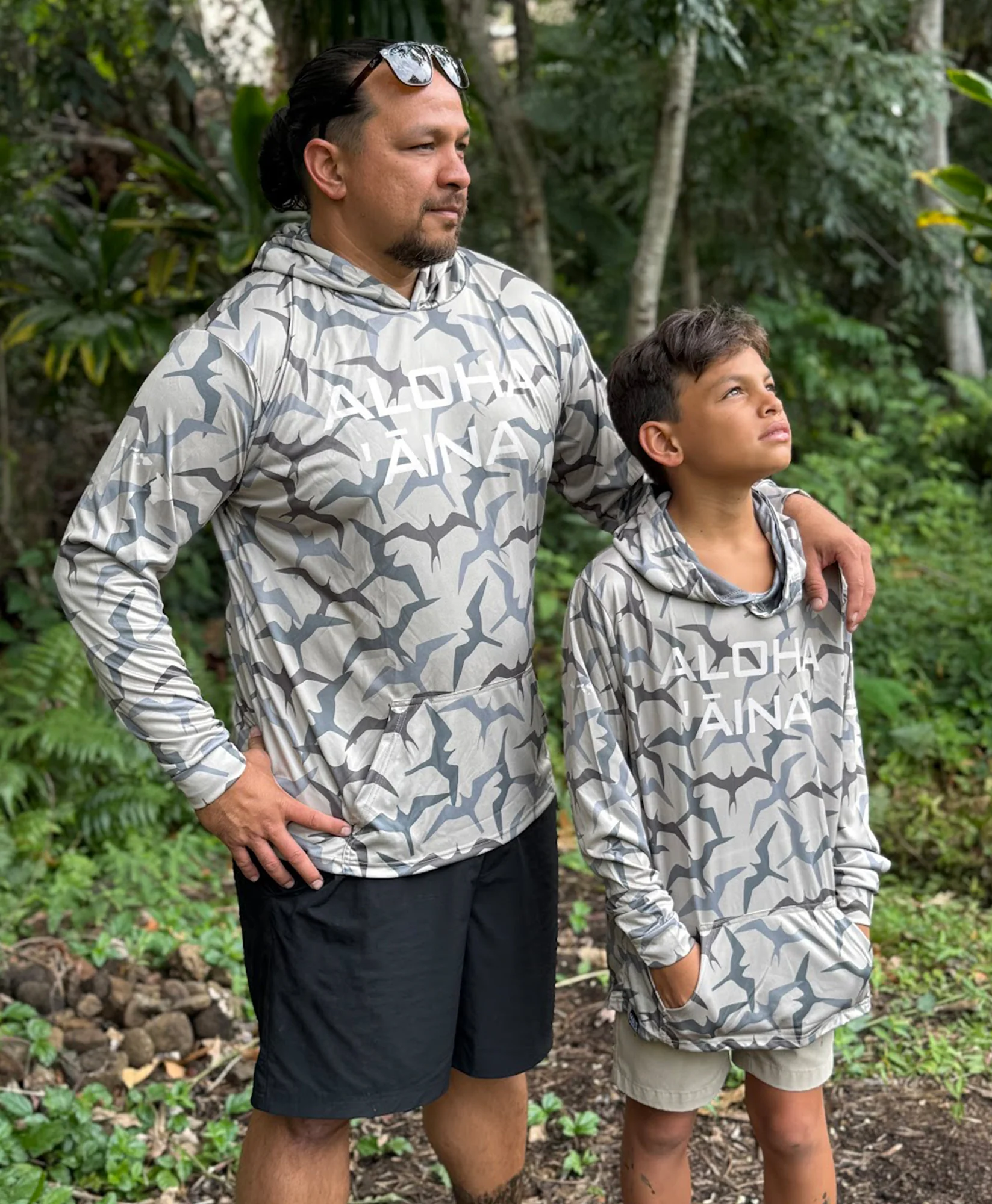 Aloha Aina Iwa Bird Camo Hooded Long Sleeve Drifit - Image 2