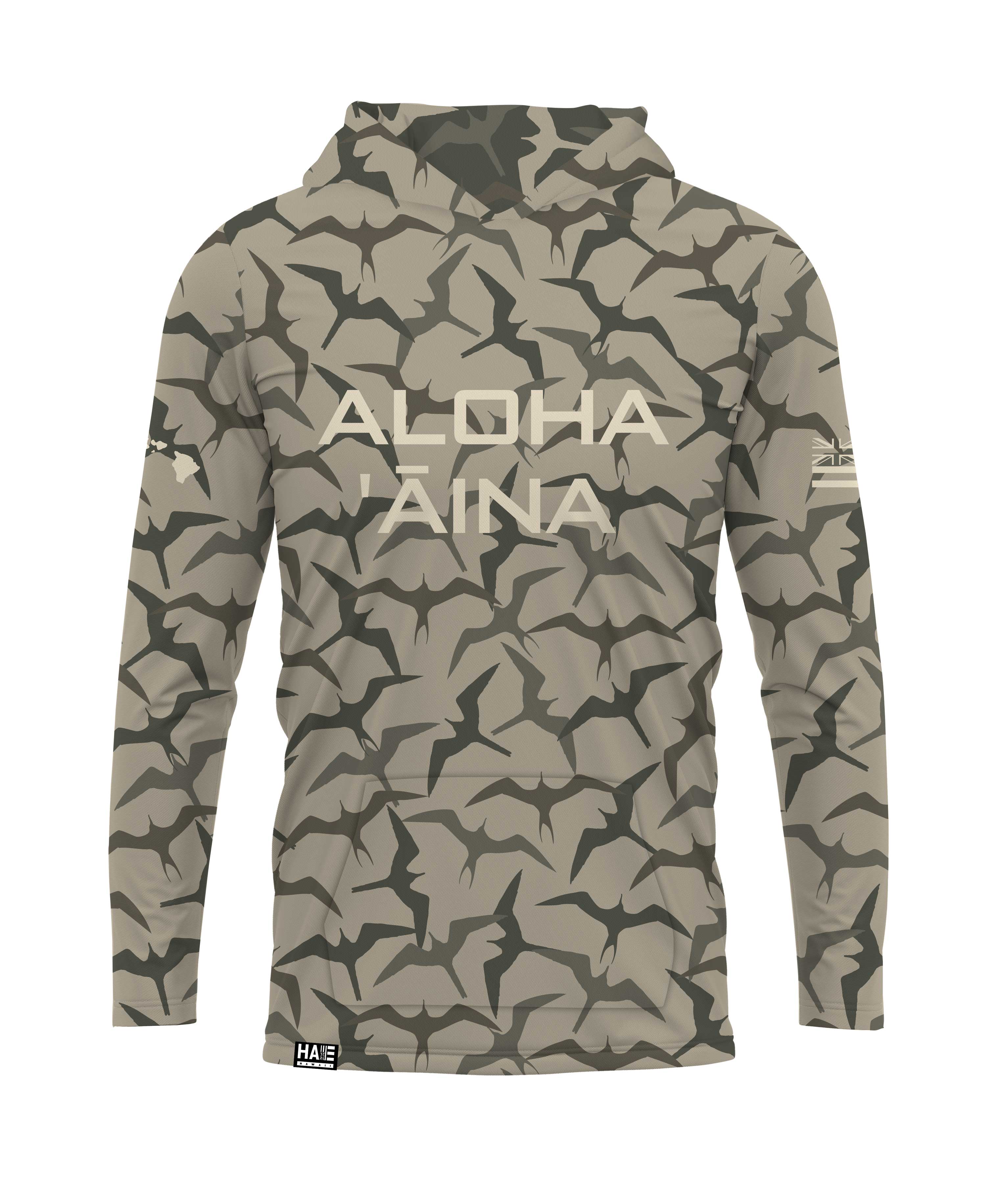 Aloha Aina Iwa Bird Camo Hooded Long Sleeve Drifit - Image 3