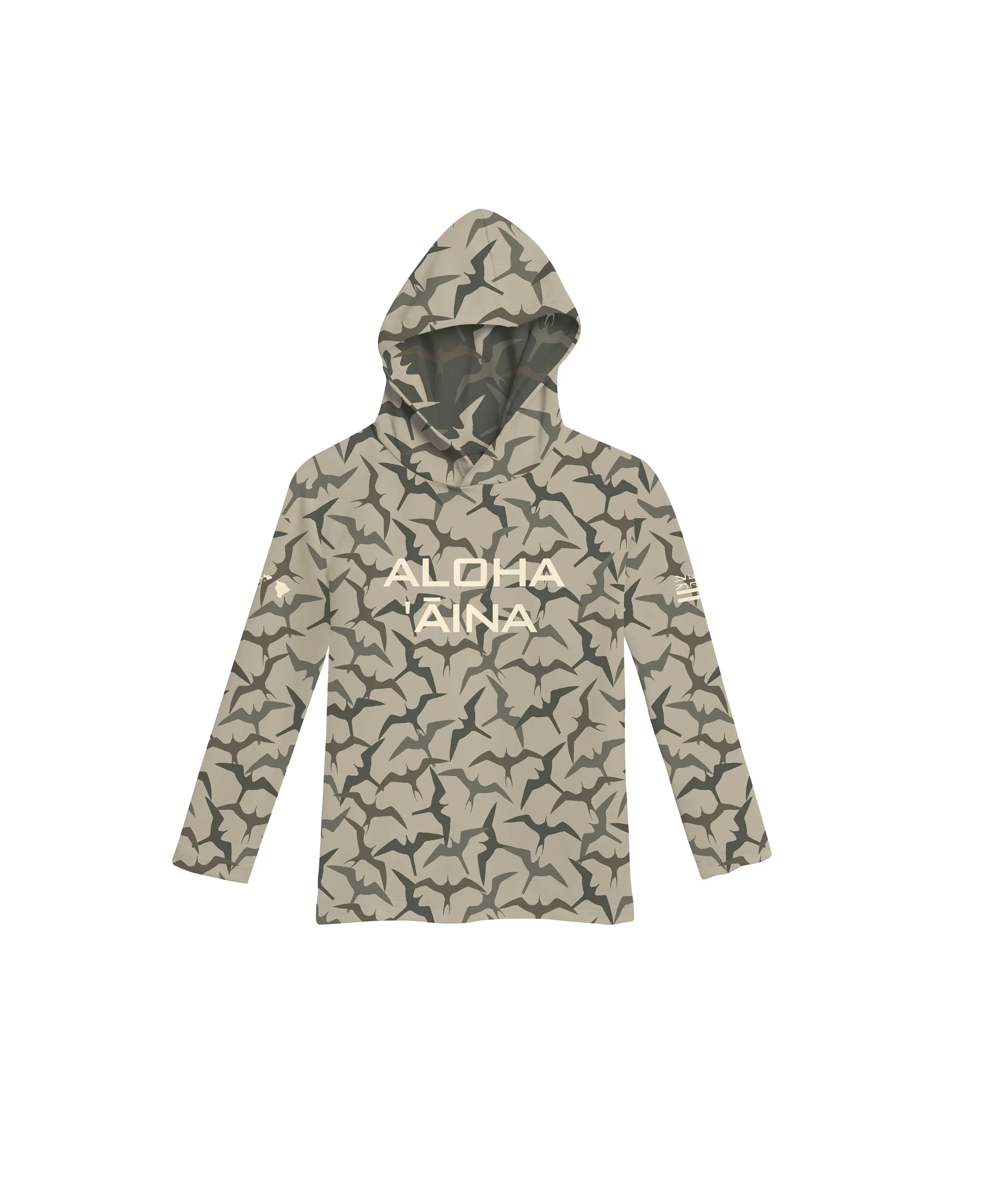 Aloha Aina Iwa Bird Camo Toddler Hooded Long Sleeve Drifit
