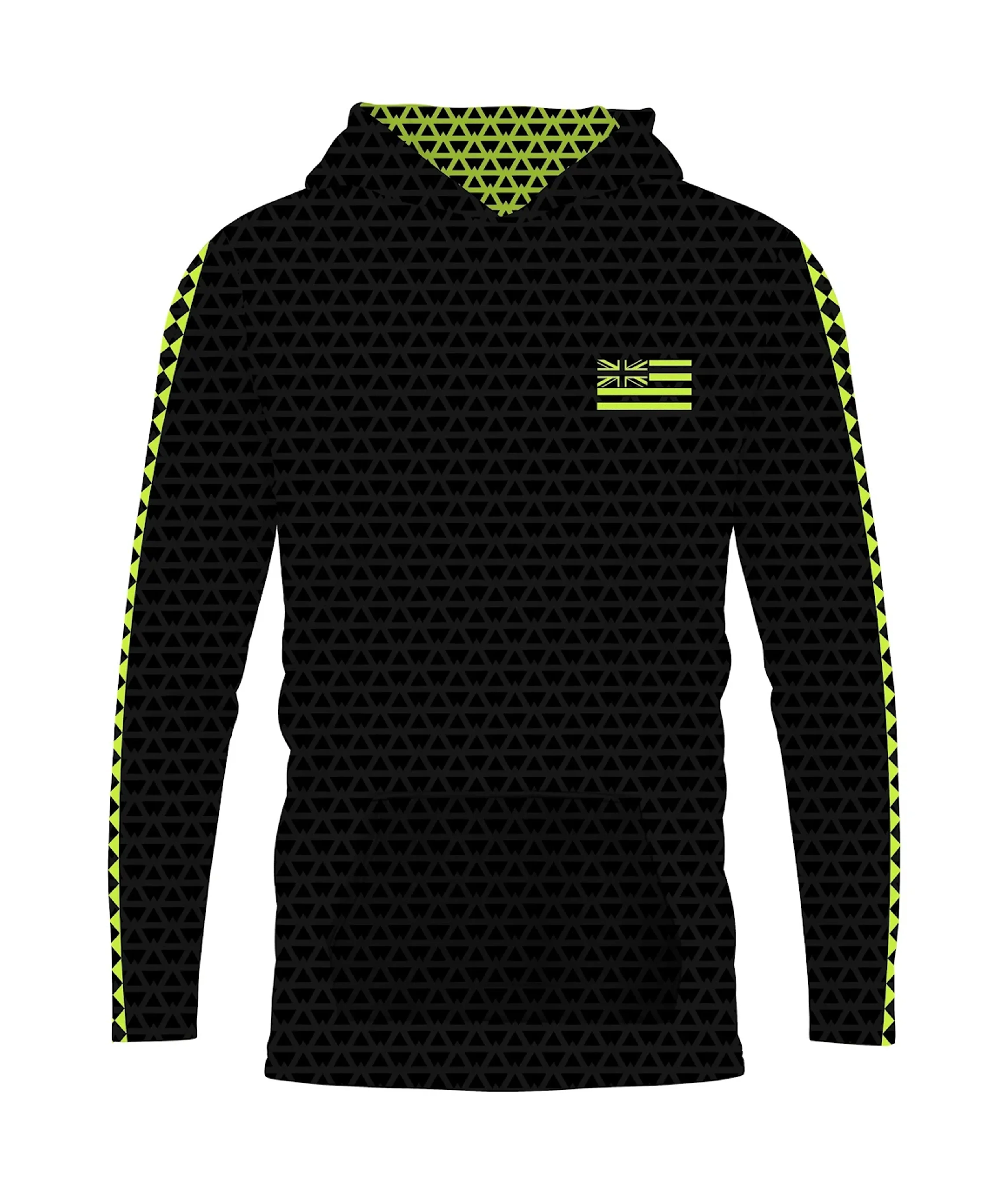 Iwa Triangles Toddler Hooded Long Sleeve Drifit Neon on Black