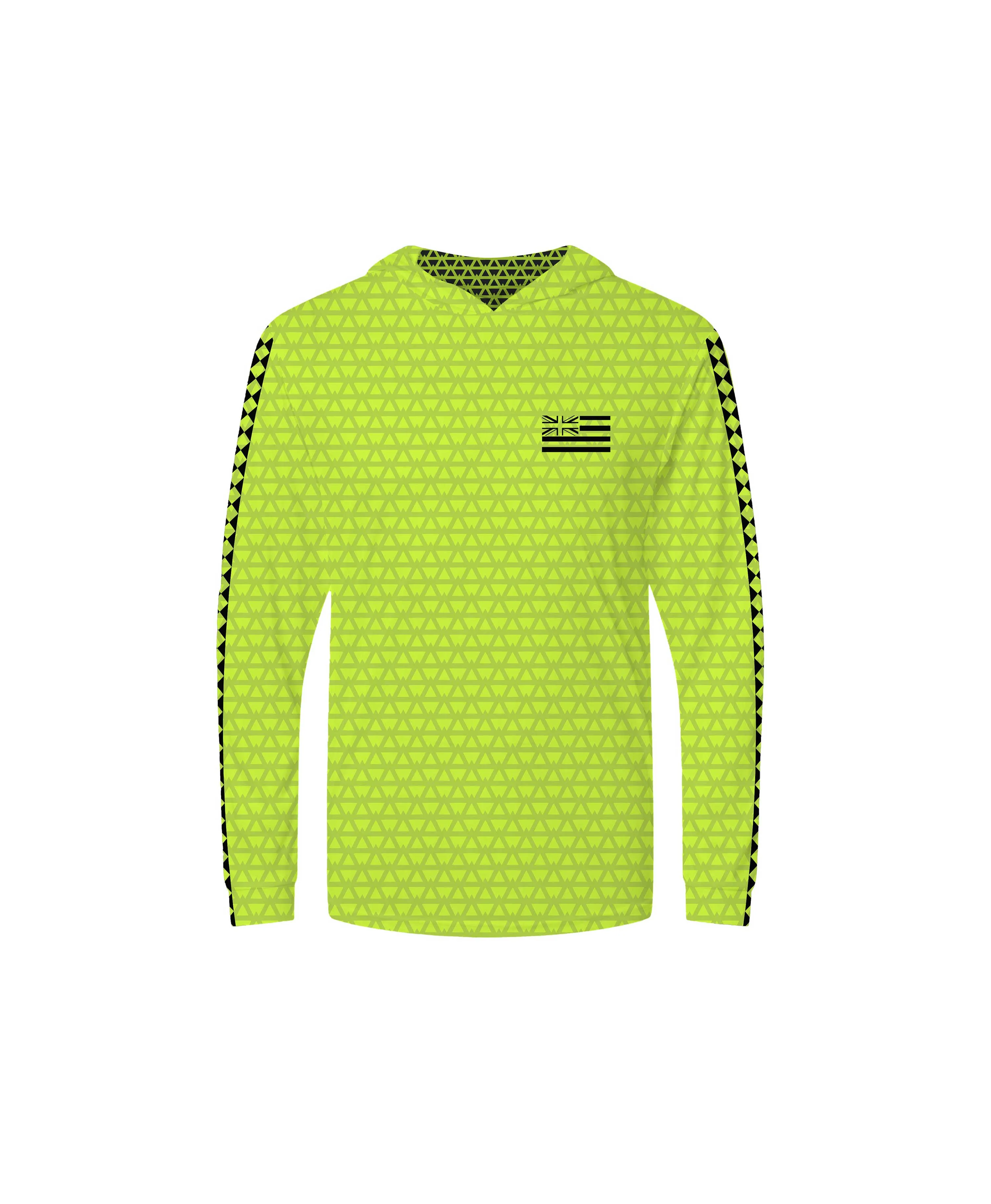 Iwa Triangles Youth Hooded Long Sleeve Drifit High Viz