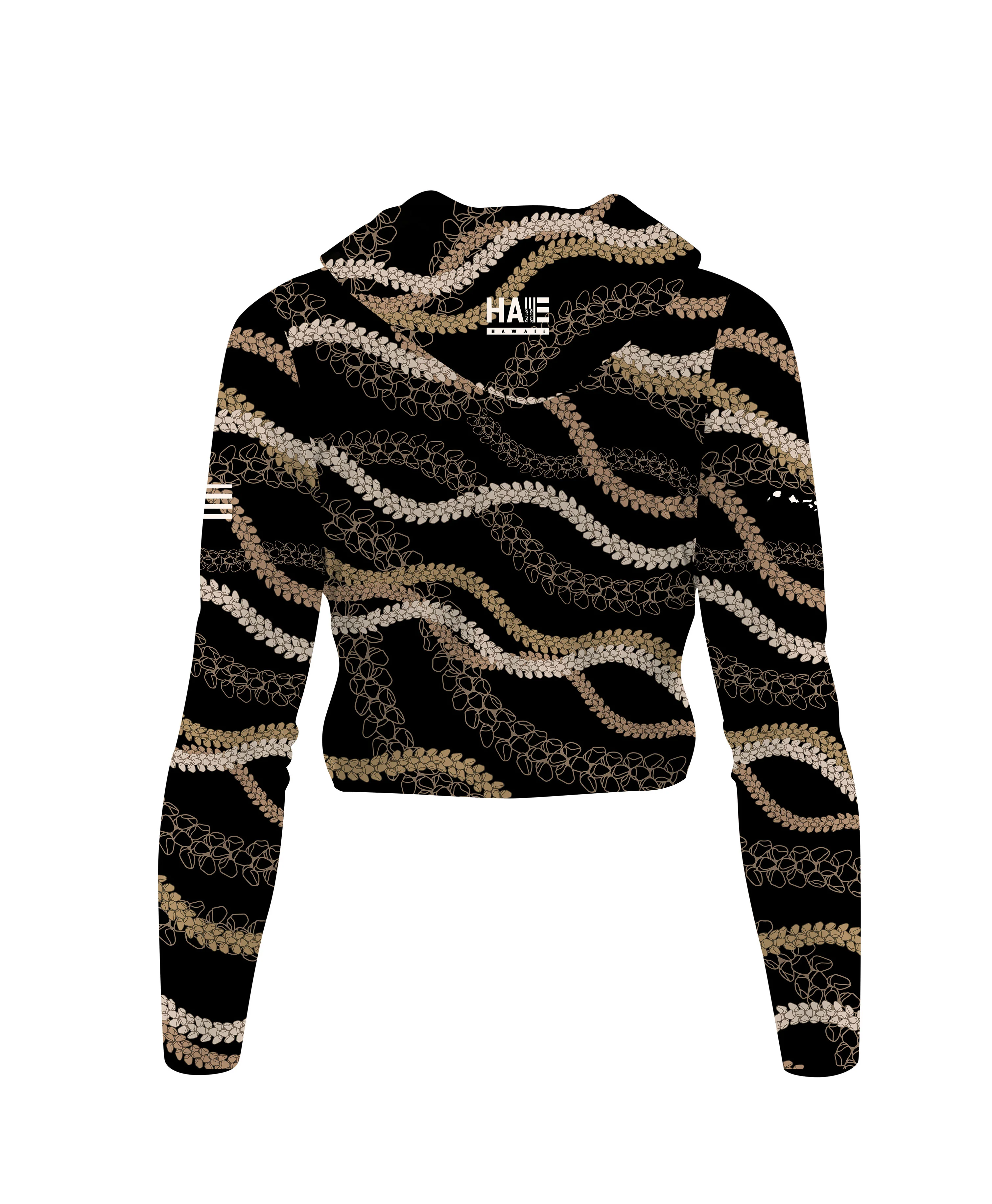 Kahelelani Wahine V-Neck Hooded Crop Longsleeve Drifit Black - Image 5