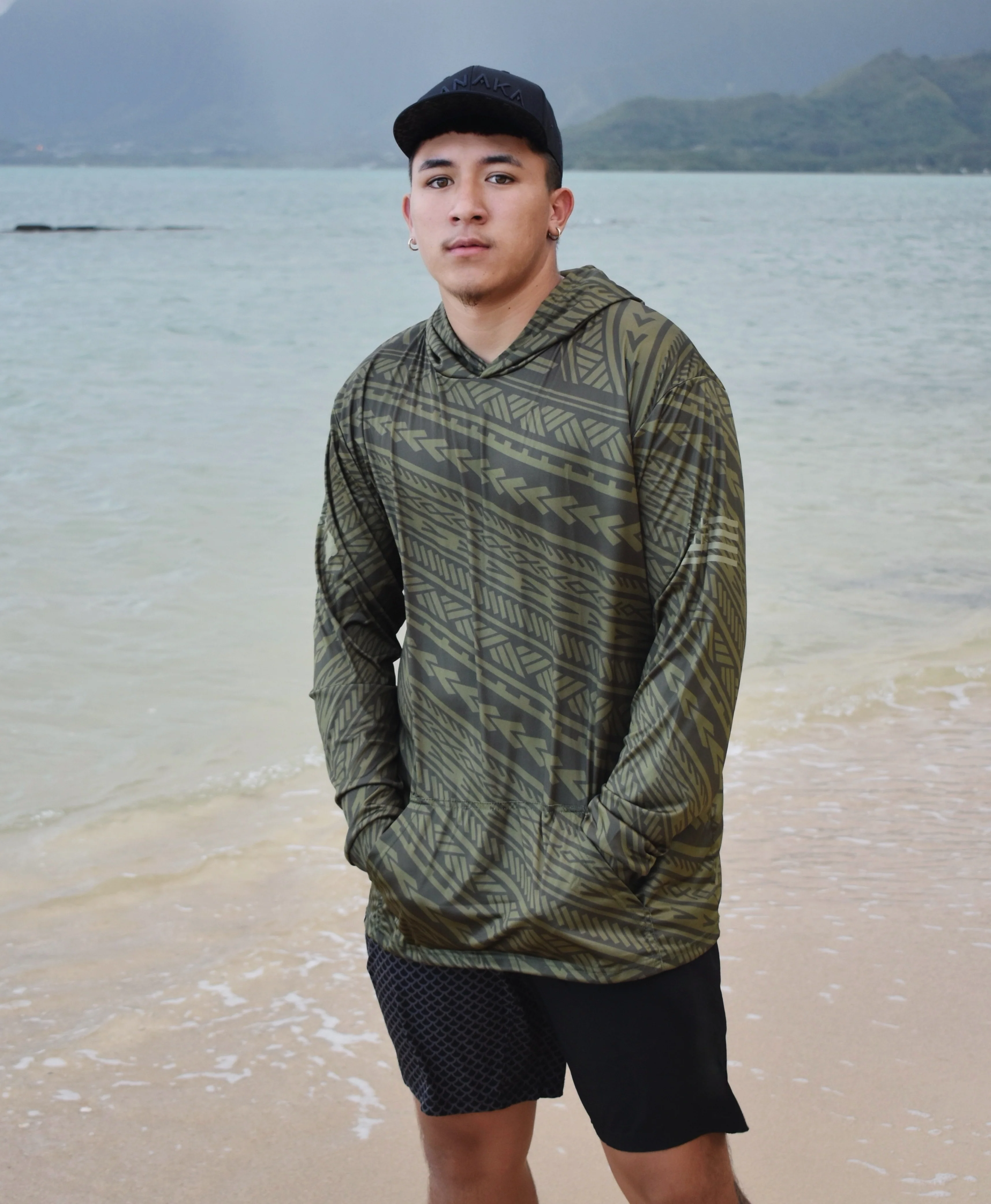 Kakau Olive Green Hooded Long Sleeve Drifit - Image 3