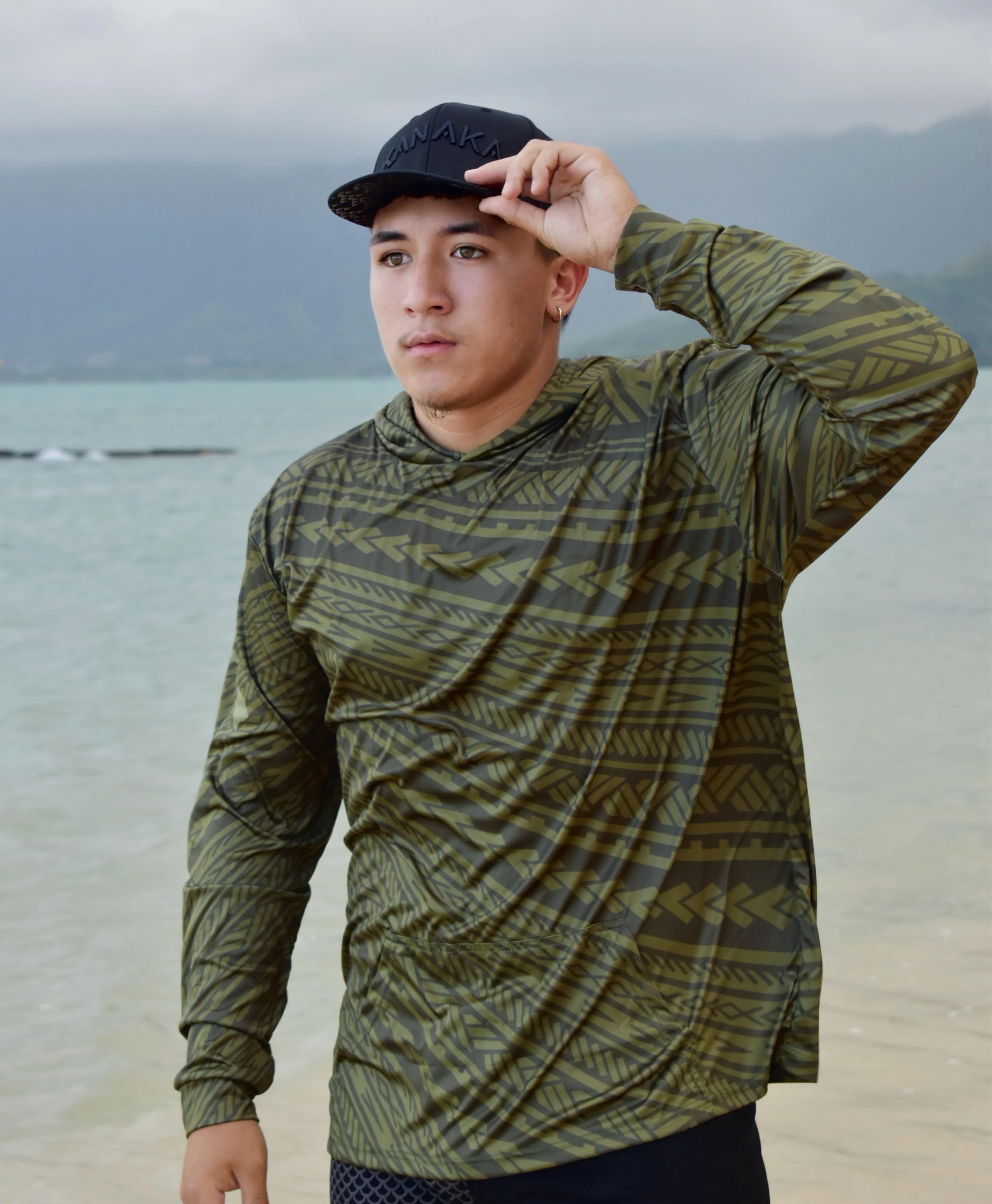 Kakau Olive Green Hooded Long Sleeve Drifit - Image 2