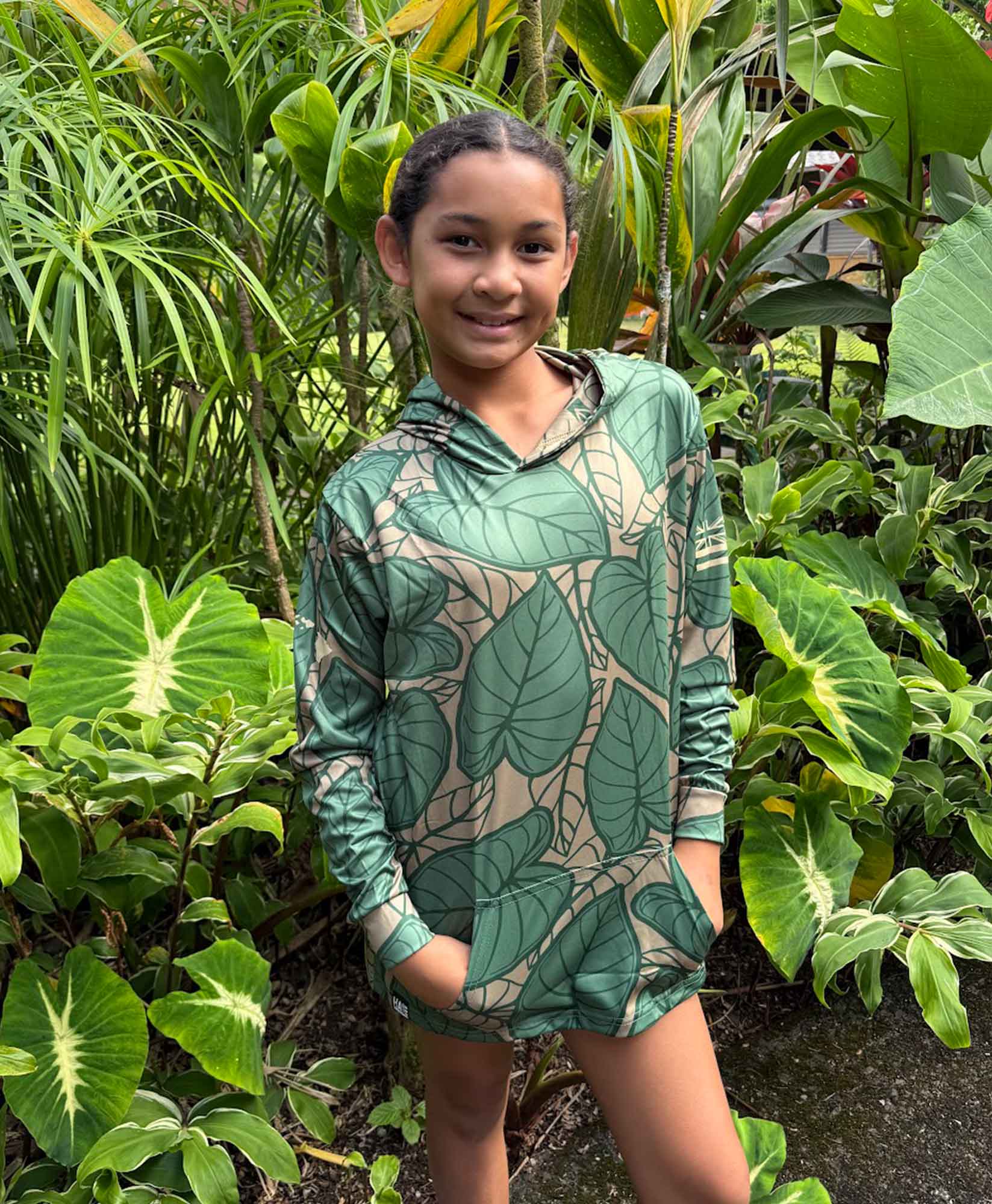 Kalo Patch Brown Youth Hooded Longsleeve Drifit