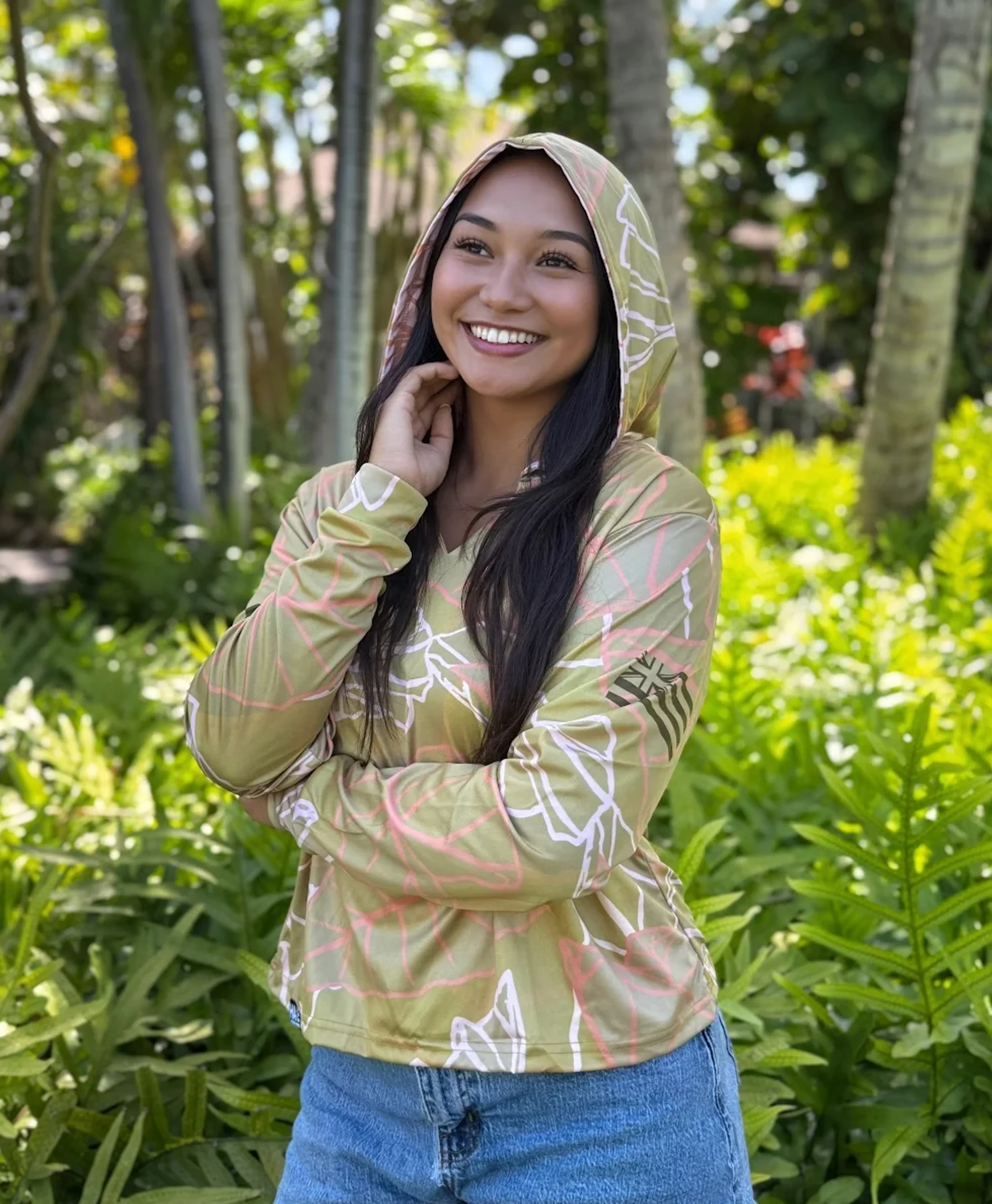 Kalo V-Neck Hooded Crop Longsleeve Drifit Taupe - Image 2