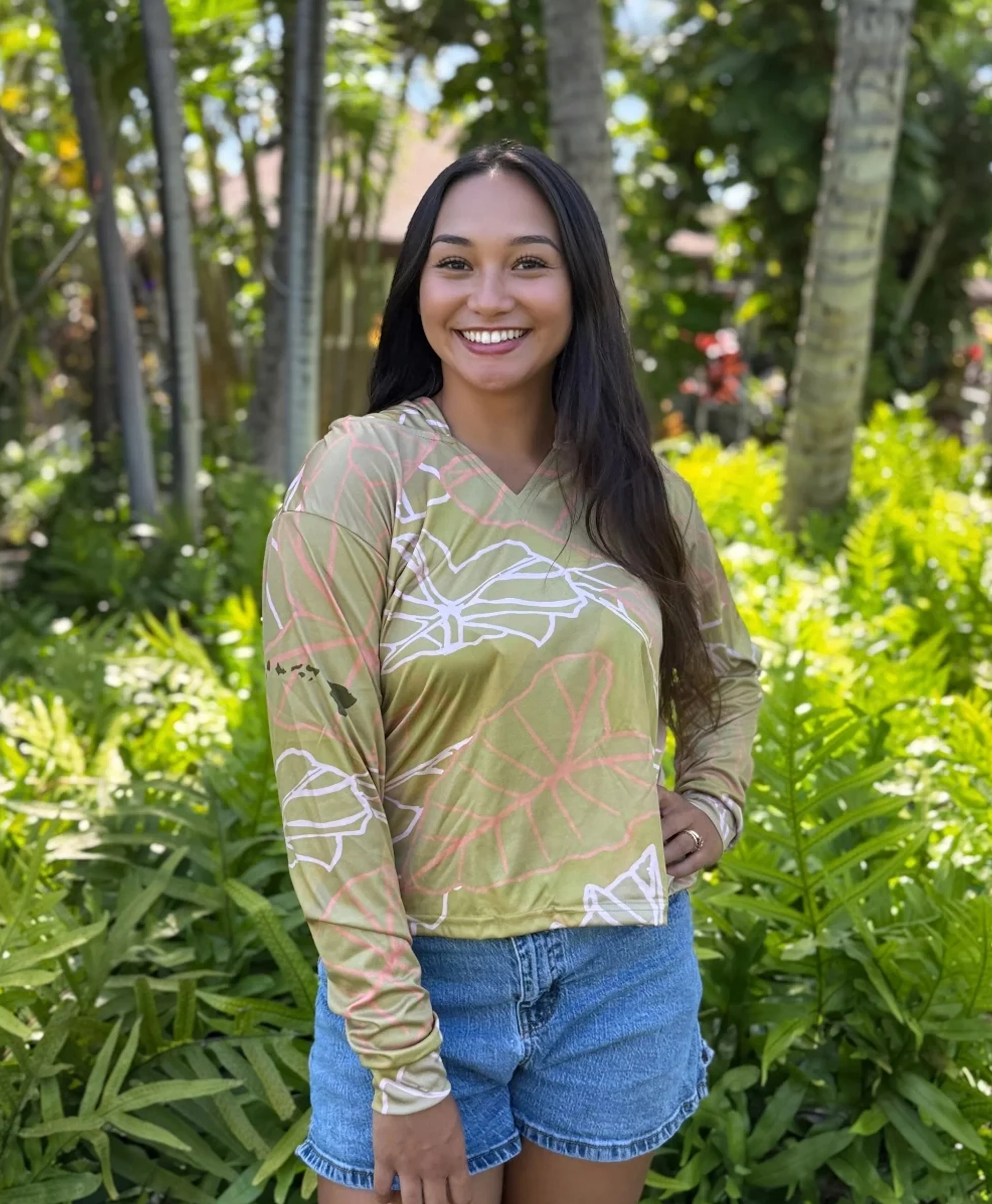 Kalo V-Neck Hooded Crop Longsleeve Drifit Taupe - Image 3