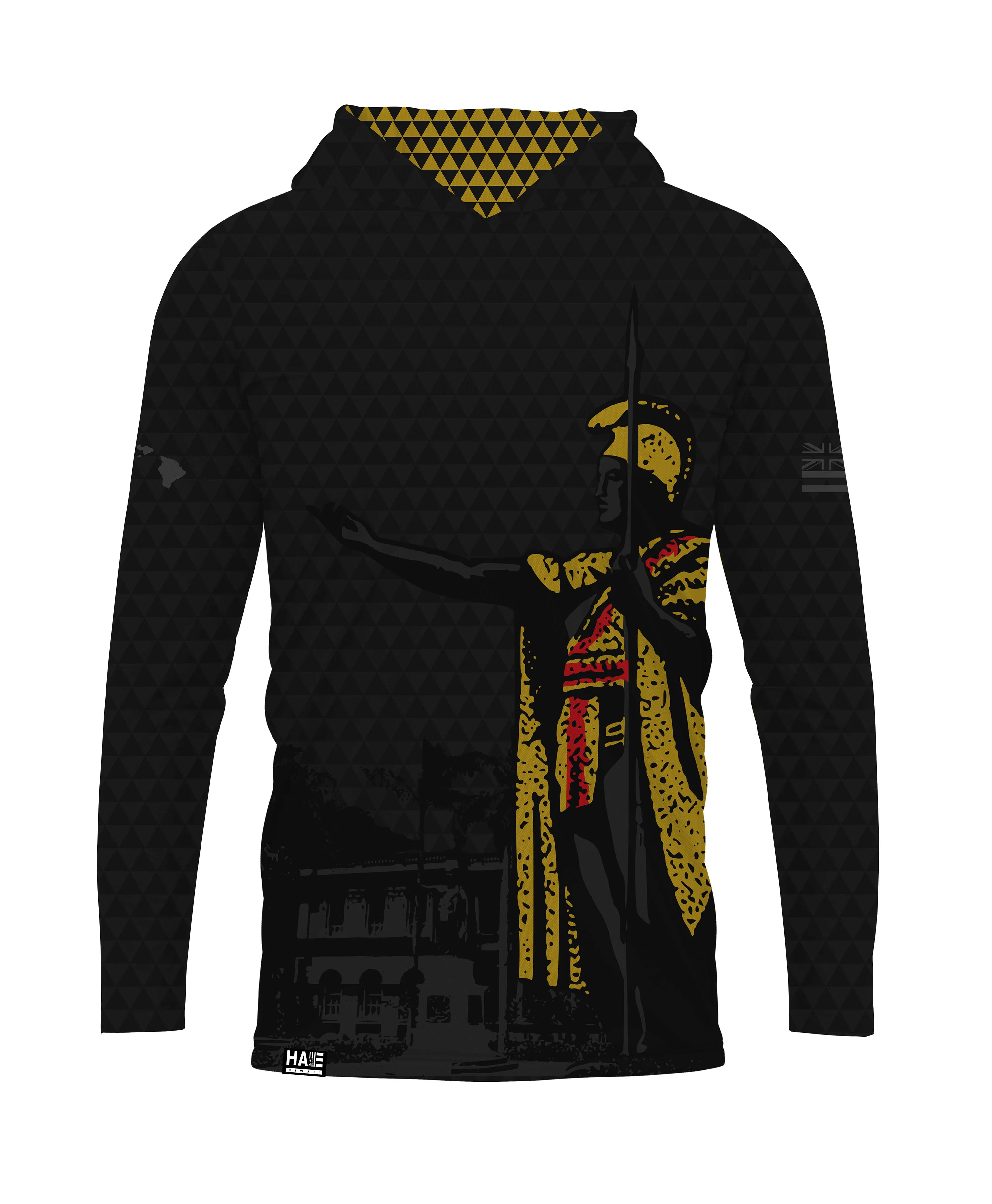 Kamehameha Black & Gold Hooded Longsleeve Drifit - Image 3
