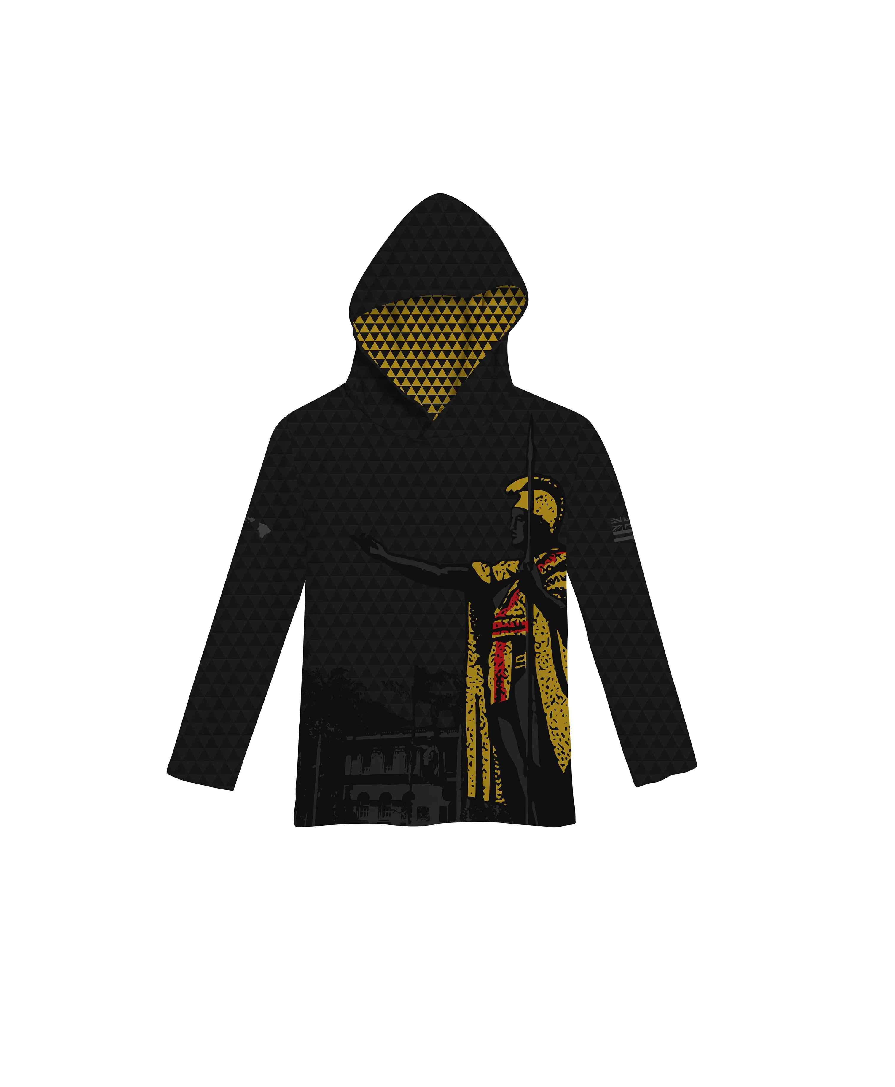 Kamehameha Black & Gold Toddler Hooded Longsleeve Drifit