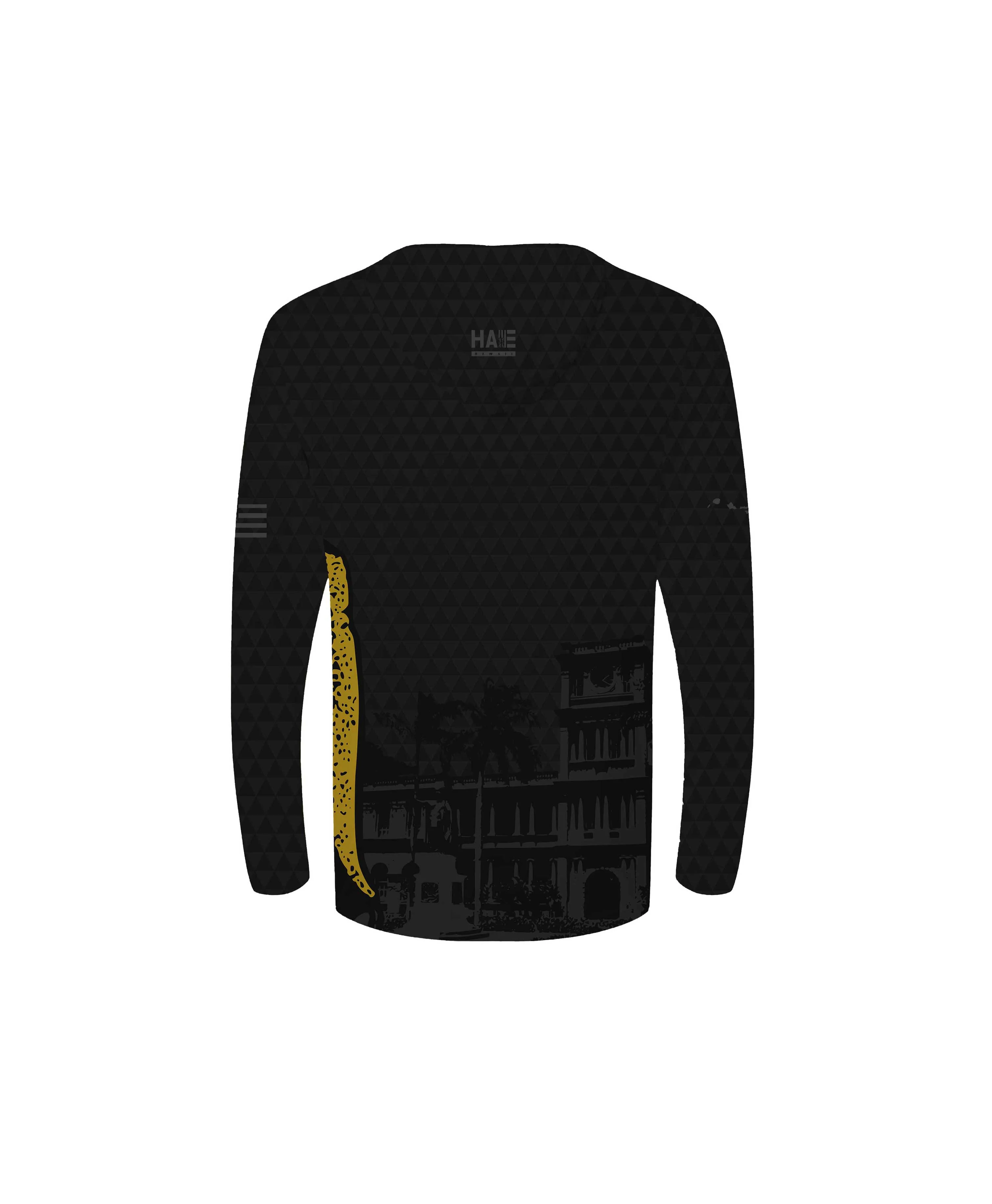 Kamehameha Black & Gold Youth Hooded Longsleeve Drifit - Image 2