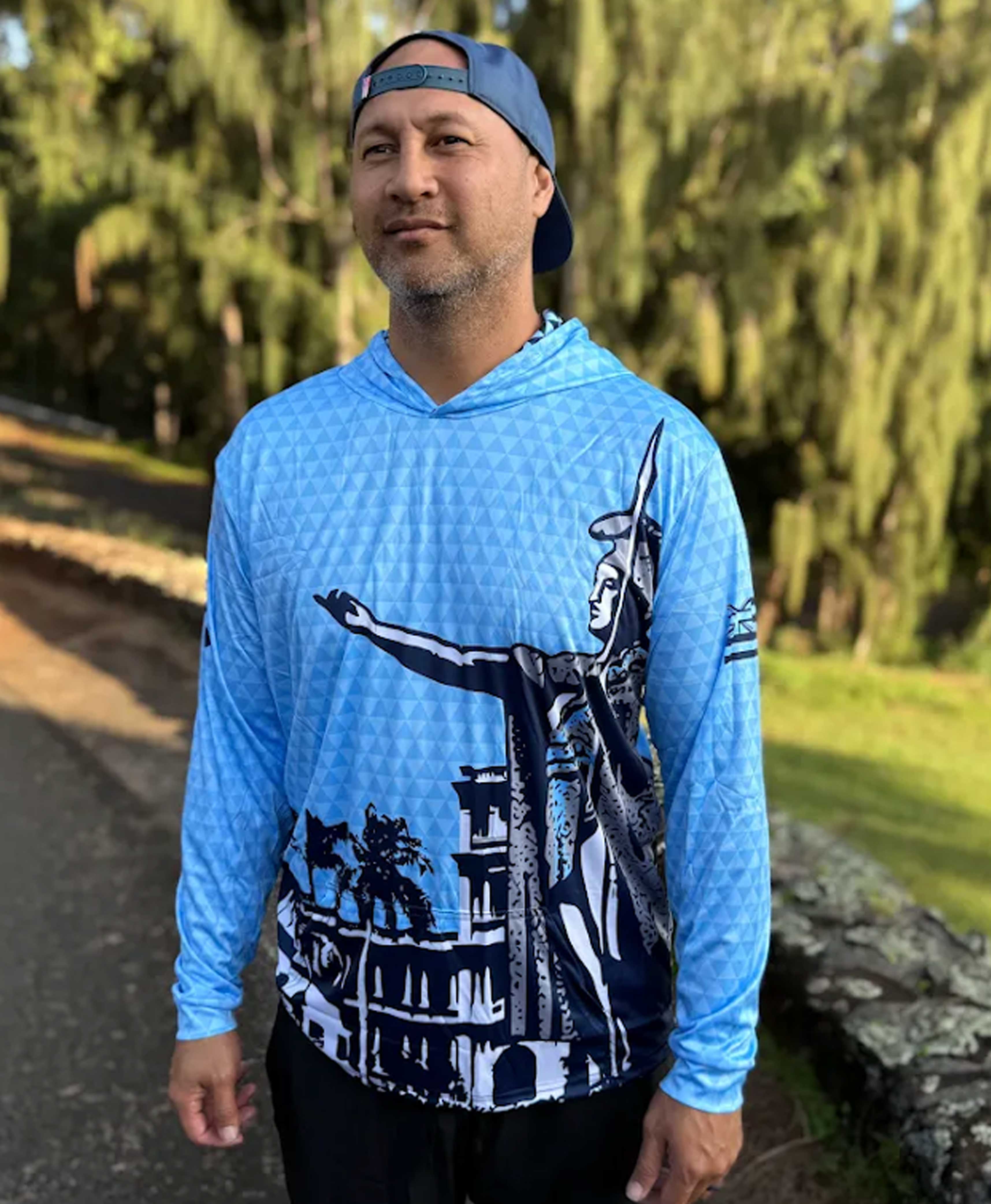 Kamehameha Light Blue Hooded Longsleeve Drifit - Image 2