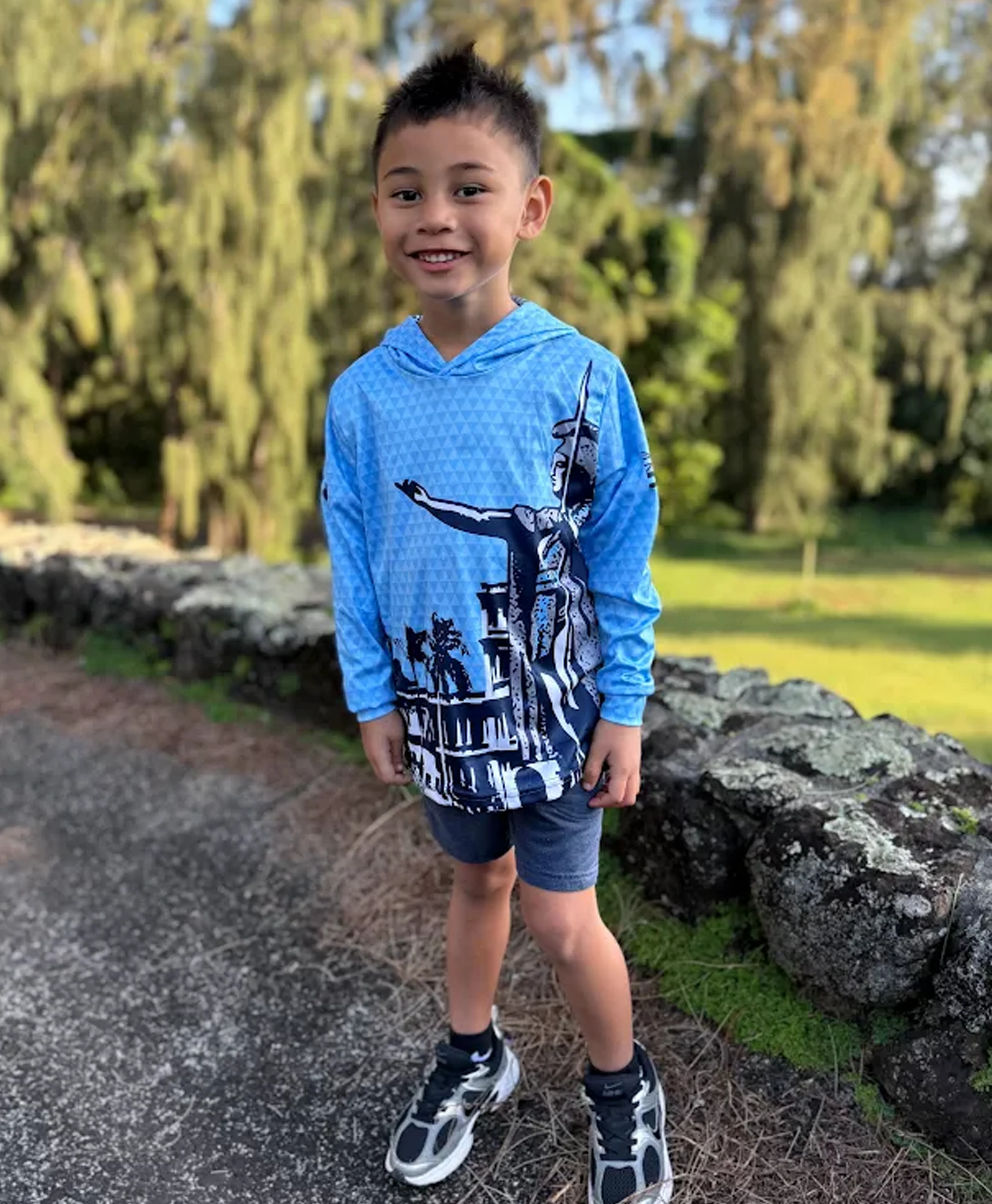 Kamehameha Light Blue Toddler Hooded Longsleeve Drifit