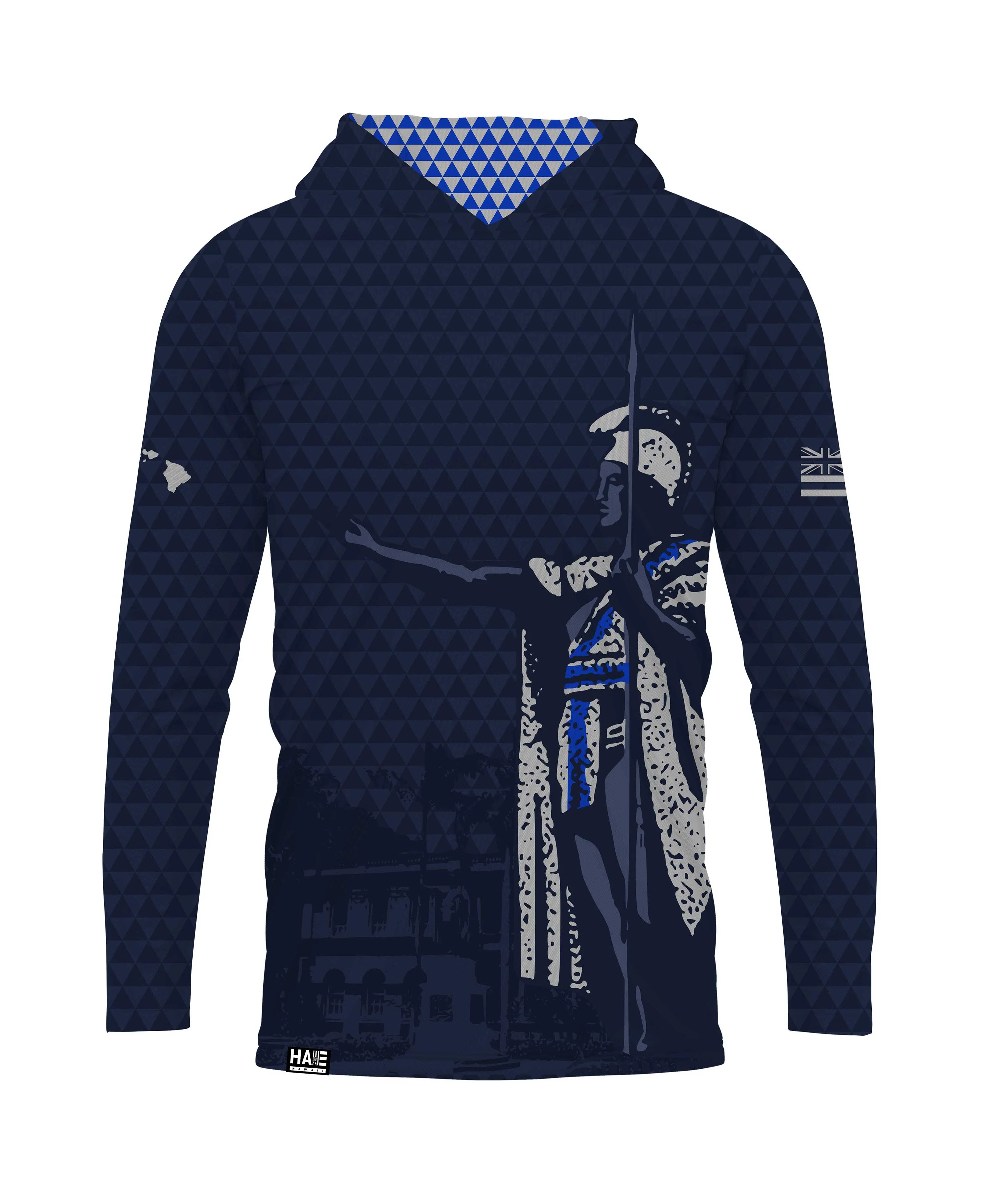 Kamehameha Navy & White Hooded Longsleeve Drifit - Image 3