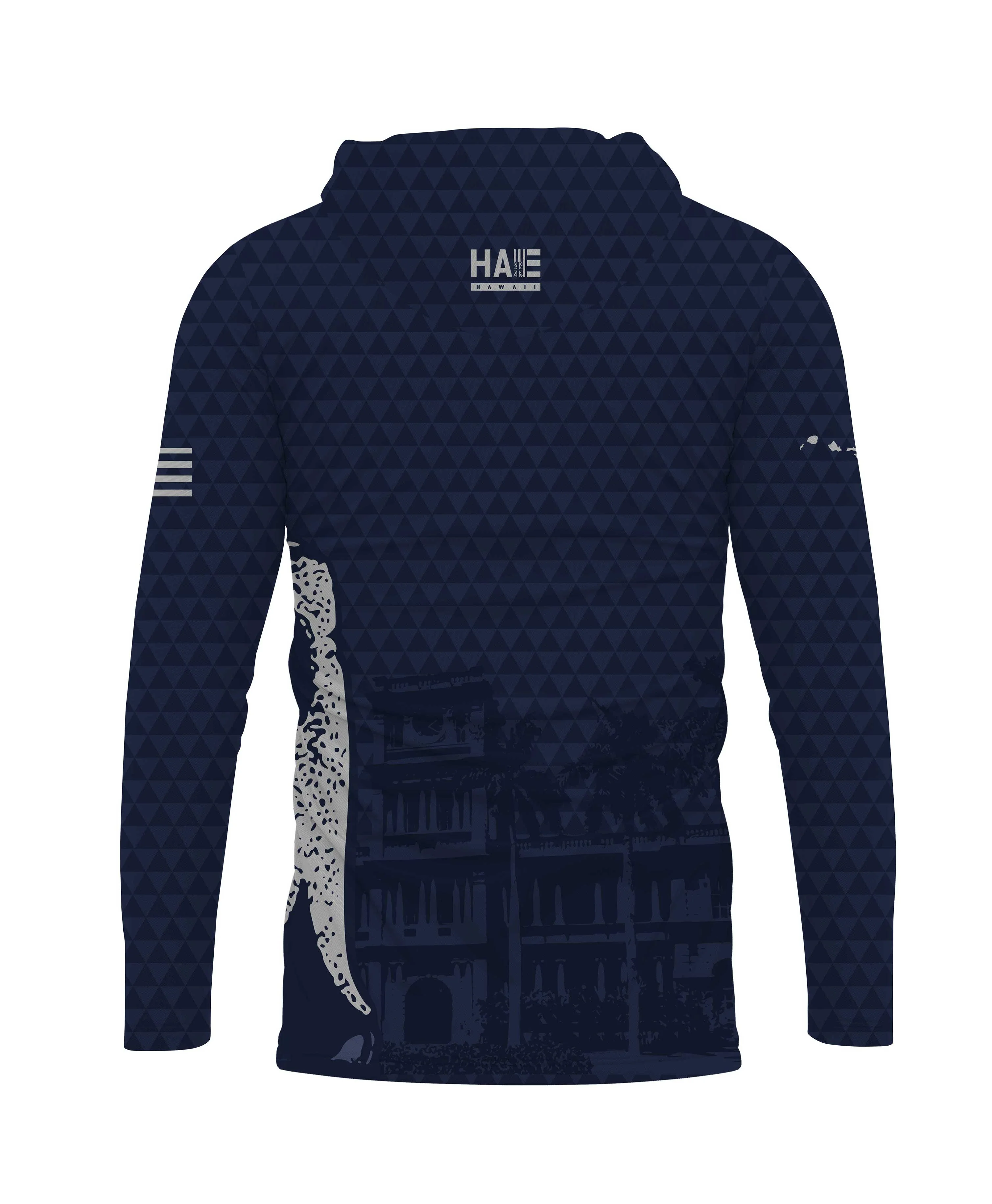 Kamehameha Navy & White Hooded Longsleeve Drifit - Image 4