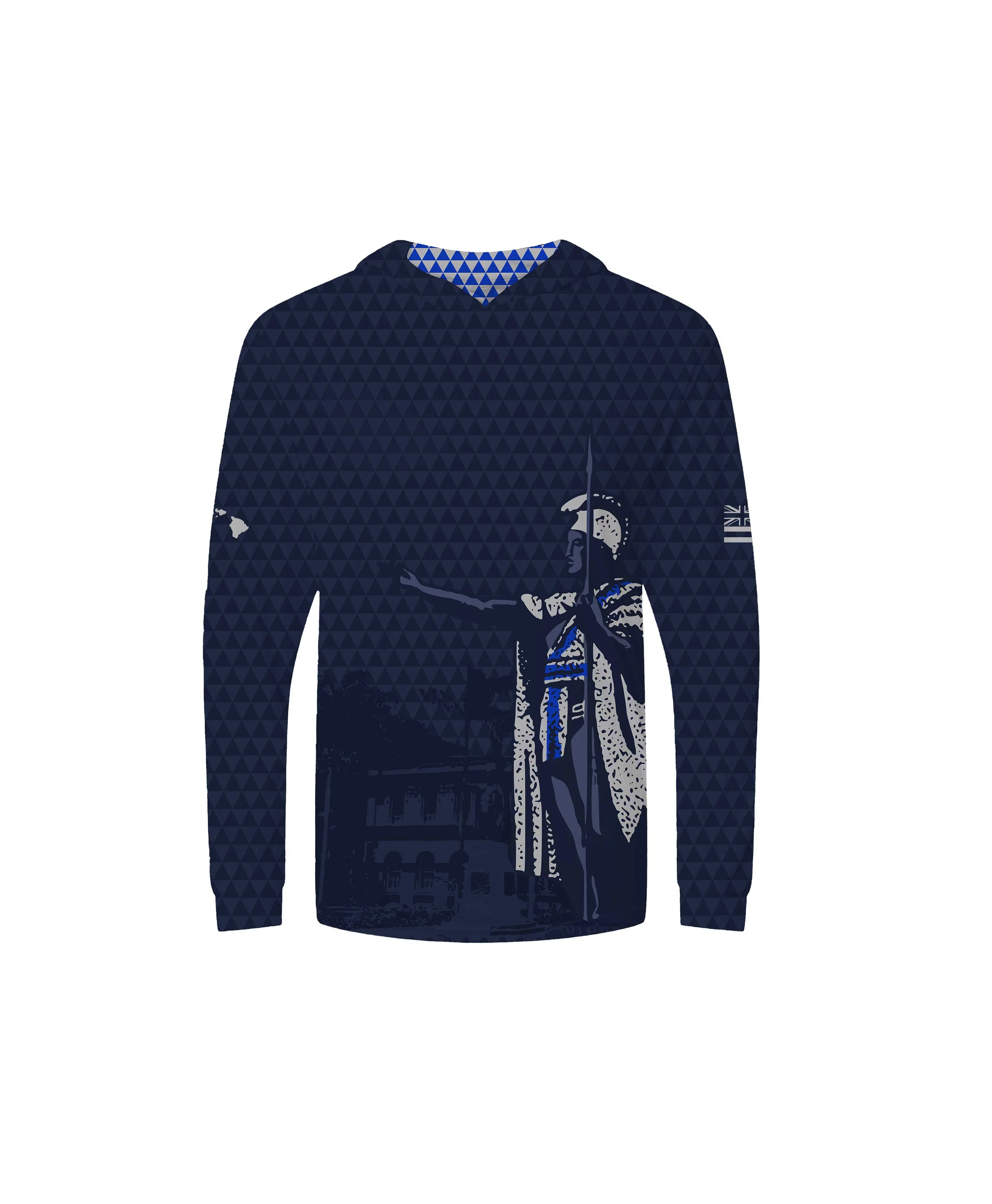 Kamehameha Navy & White Youth Hooded Longsleeve Drifit - Image 4