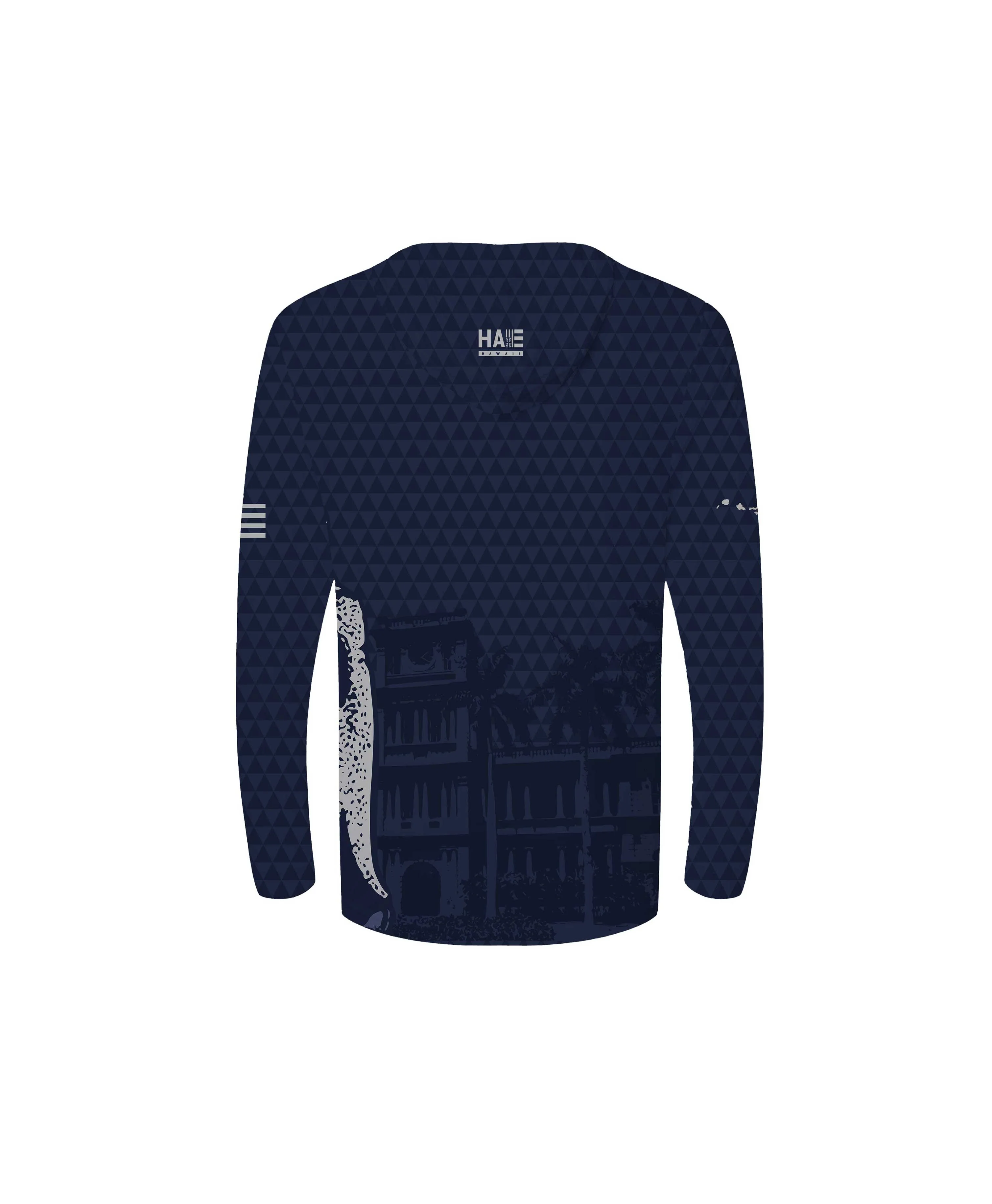 Kamehameha Navy & White Youth Hooded Longsleeve Drifit - Image 5