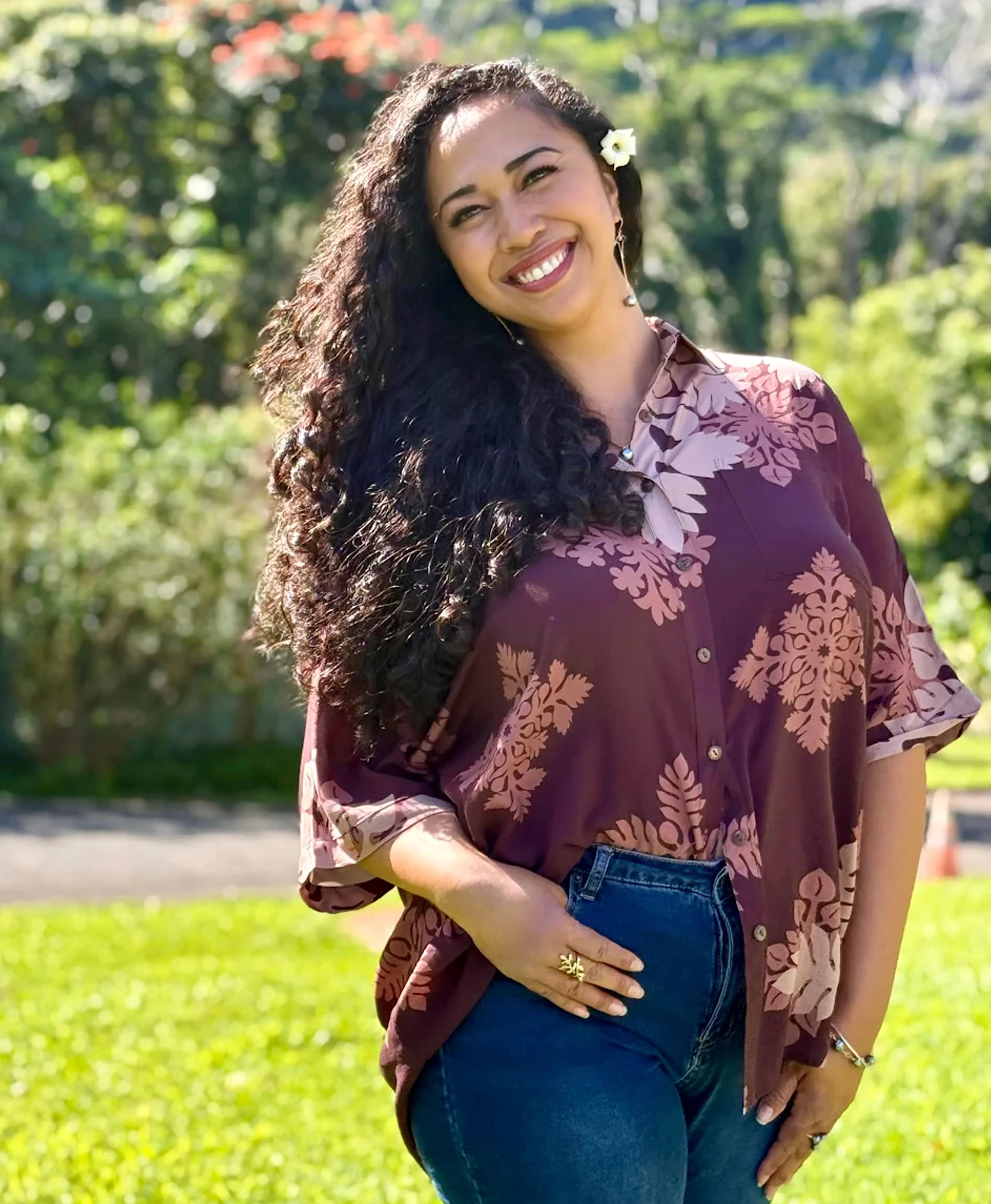 Kapa Kuiki Wailea Blouse Kokoleka