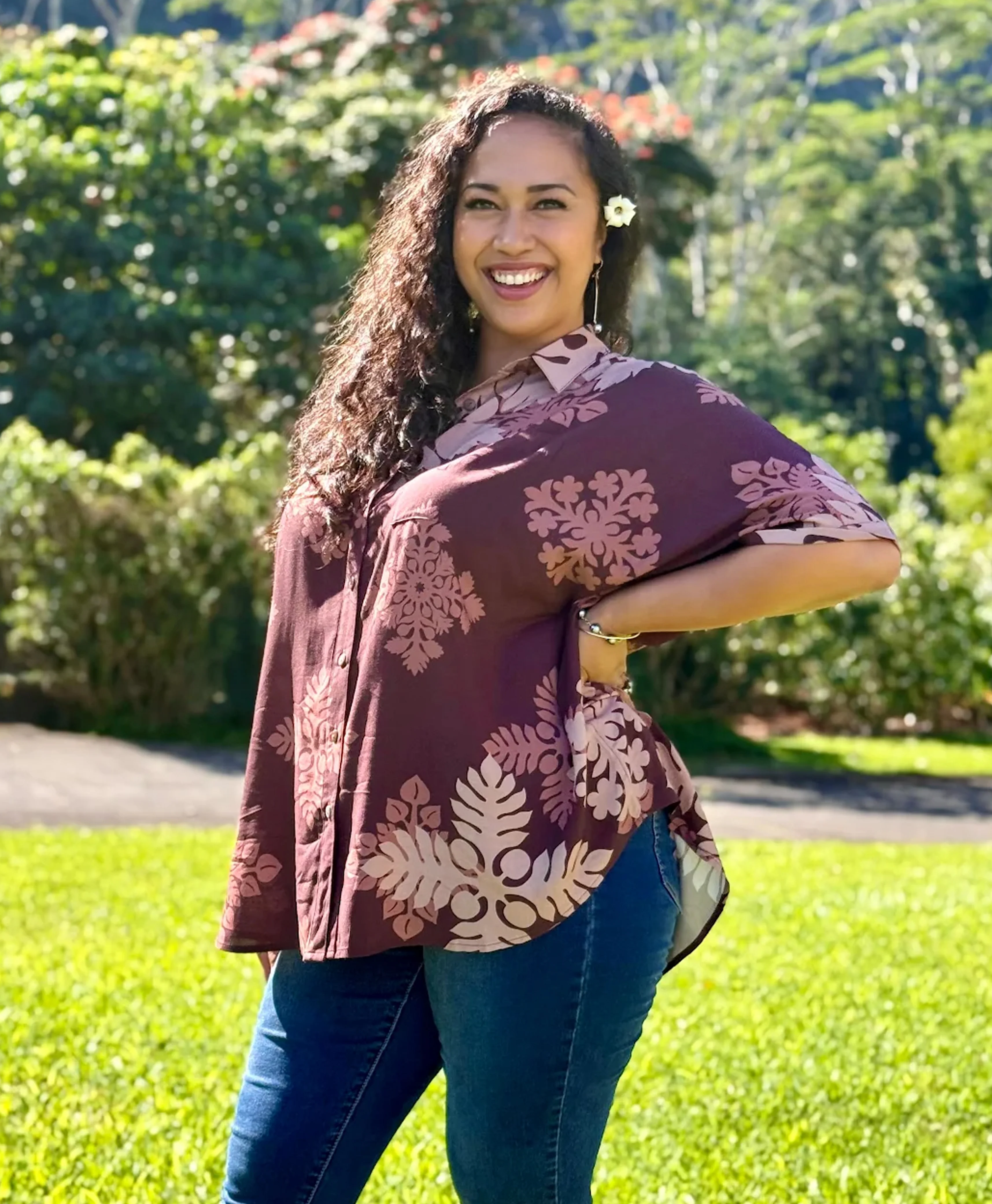 Kapa Kuiki Wailea Blouse Kokoleka - Image 2