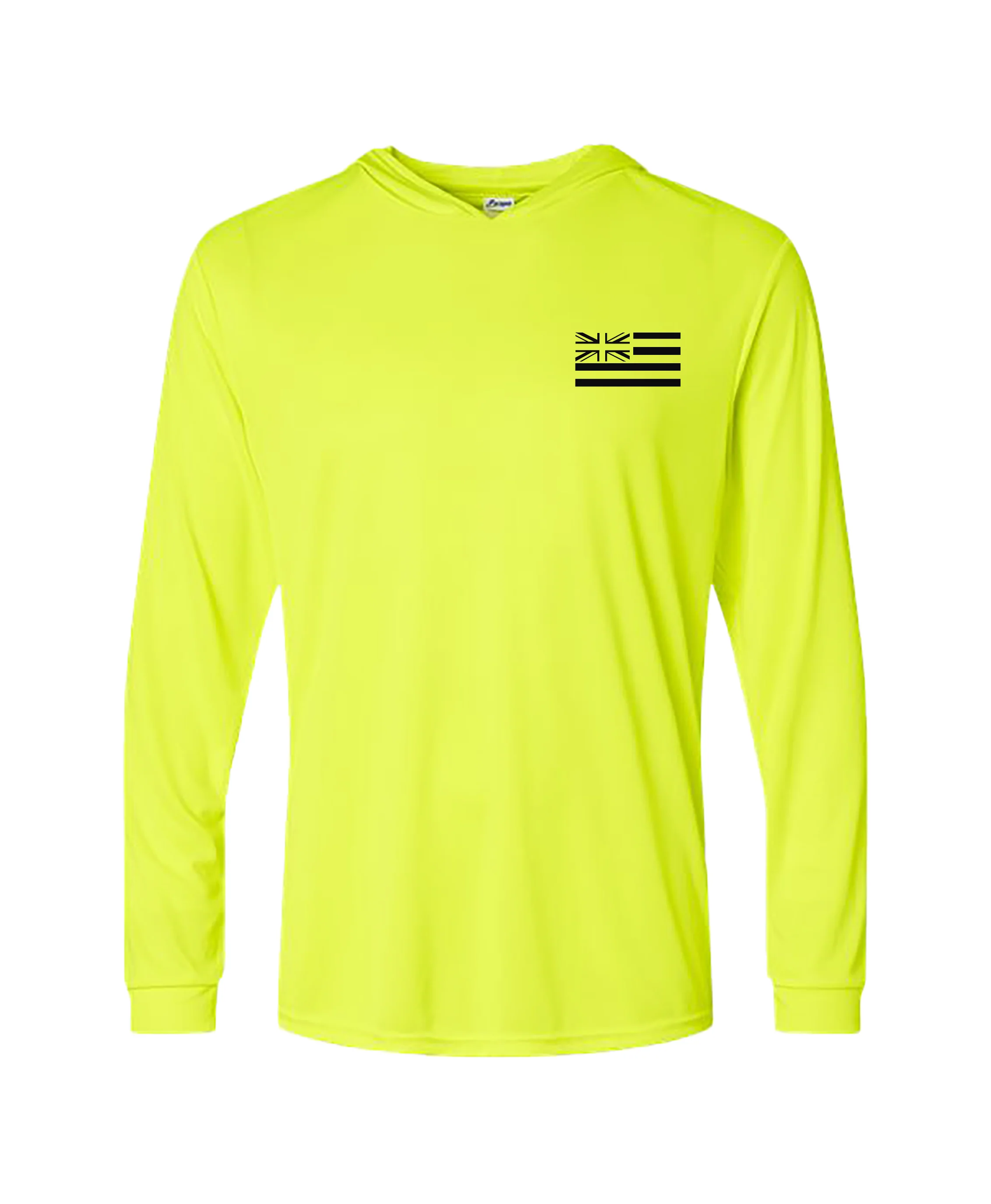 Keep Hawaiian Lands in Hawaiian Hands Hooded Long Sleeve Drifit Safety Green - Image 4