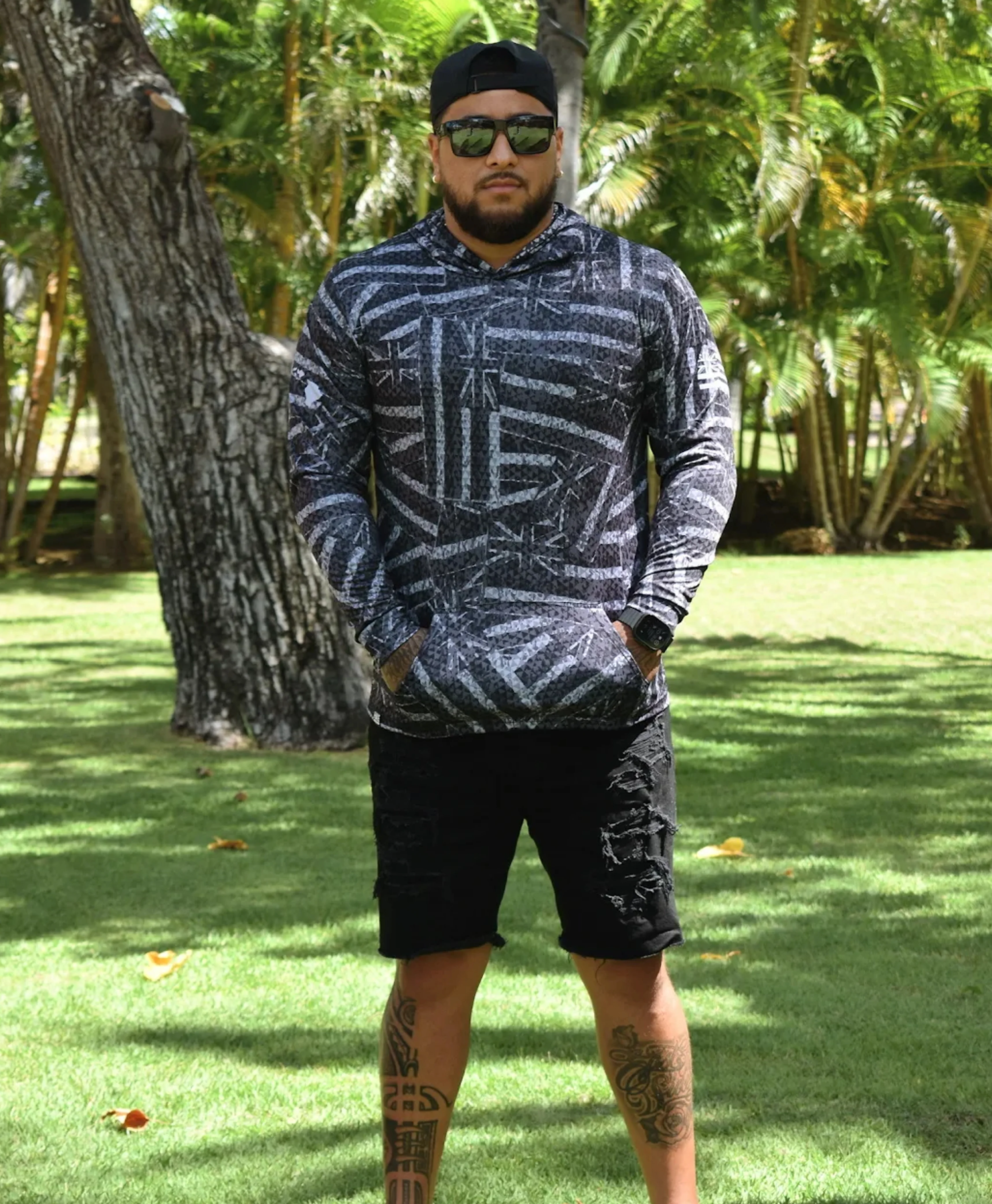 Ku'u Hae Hooded Long Sleeve Drifit Black