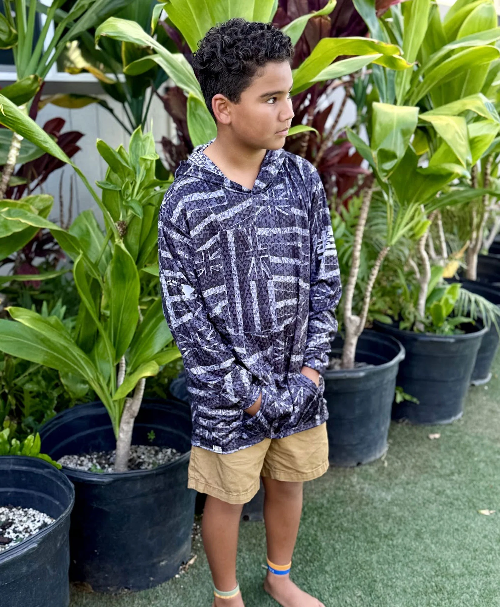 Ku'u Hae Youth Hooded Long Sleeve Drifit Black - Image 3