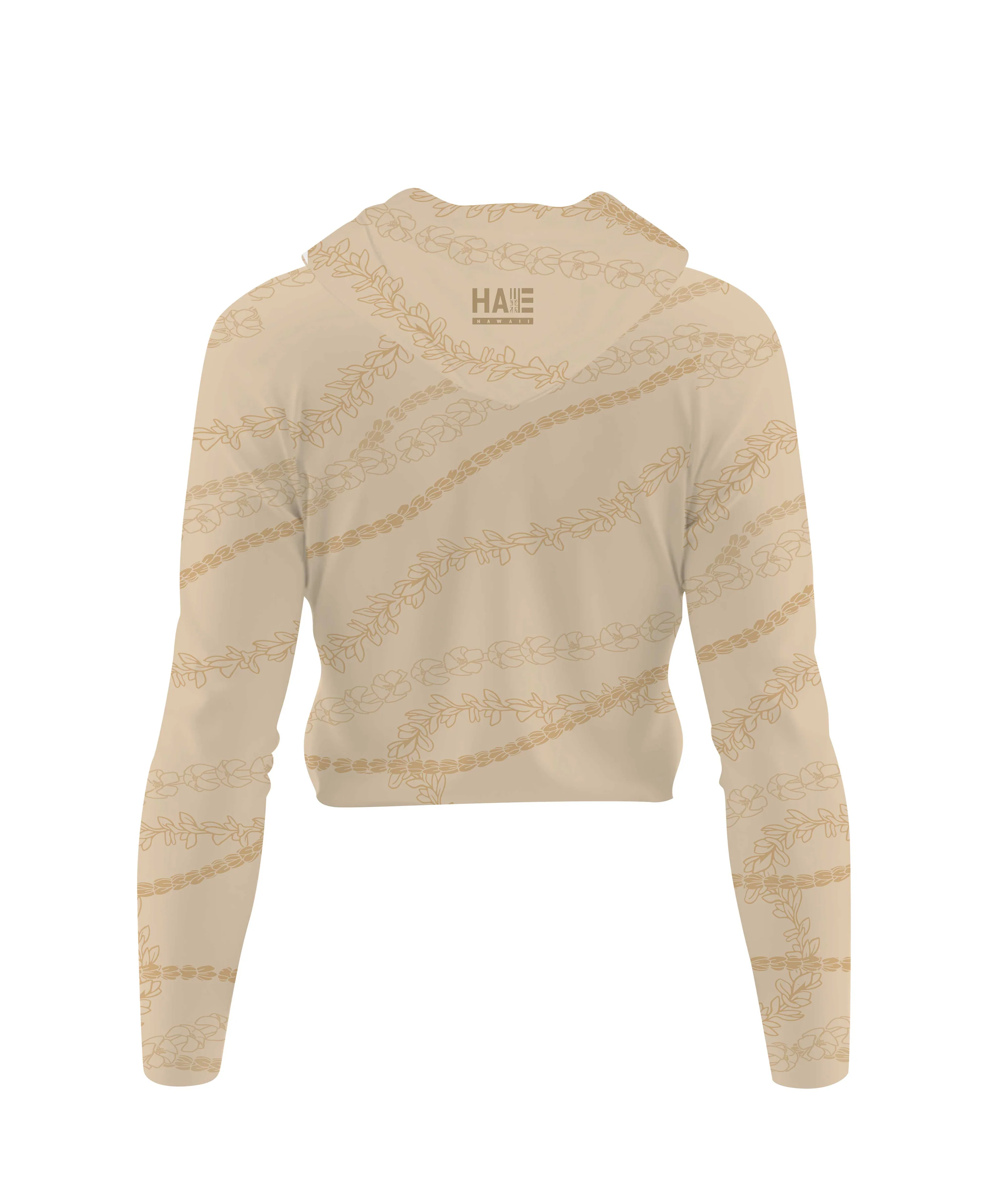 Kuulei Wahine V-Neck Hooded Crop Longsleeve Drifit Desert Sand - Image 3