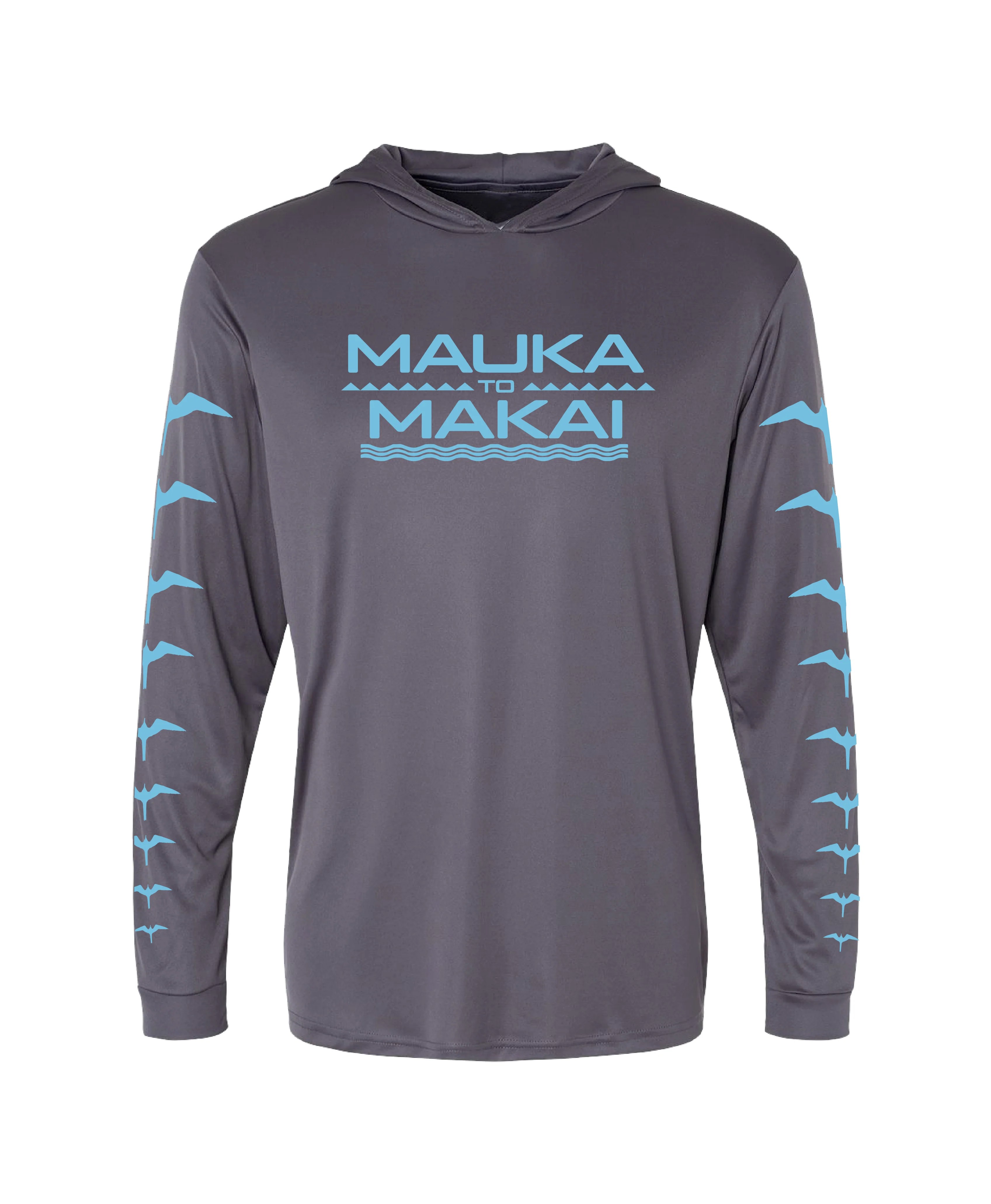 Mauka to Makai Hooded Long Sleeve Drifit Charcoal Gray - Image 2