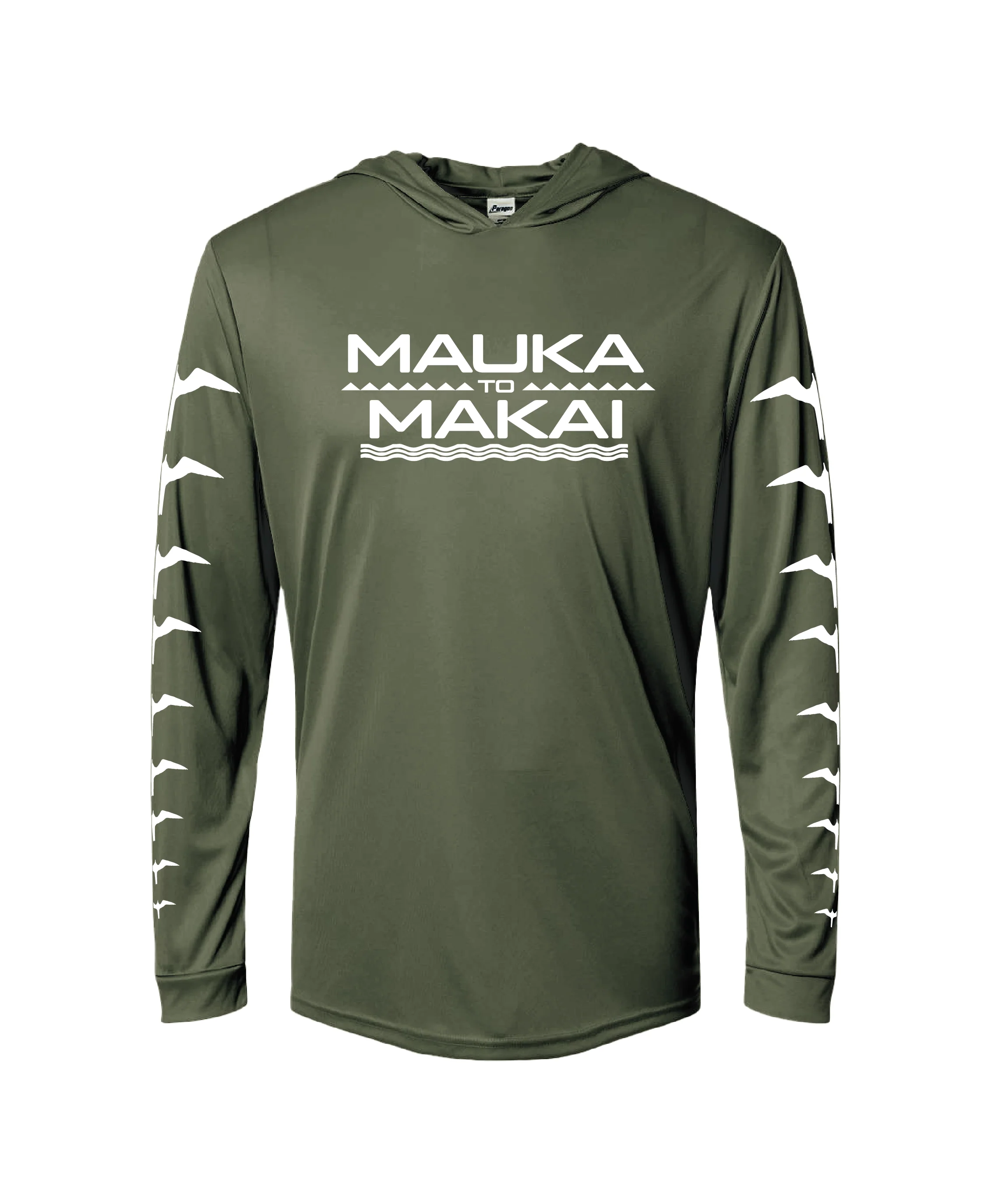 Mauka to Makai Hooded Longsleeve Drifit Olive - Image 2