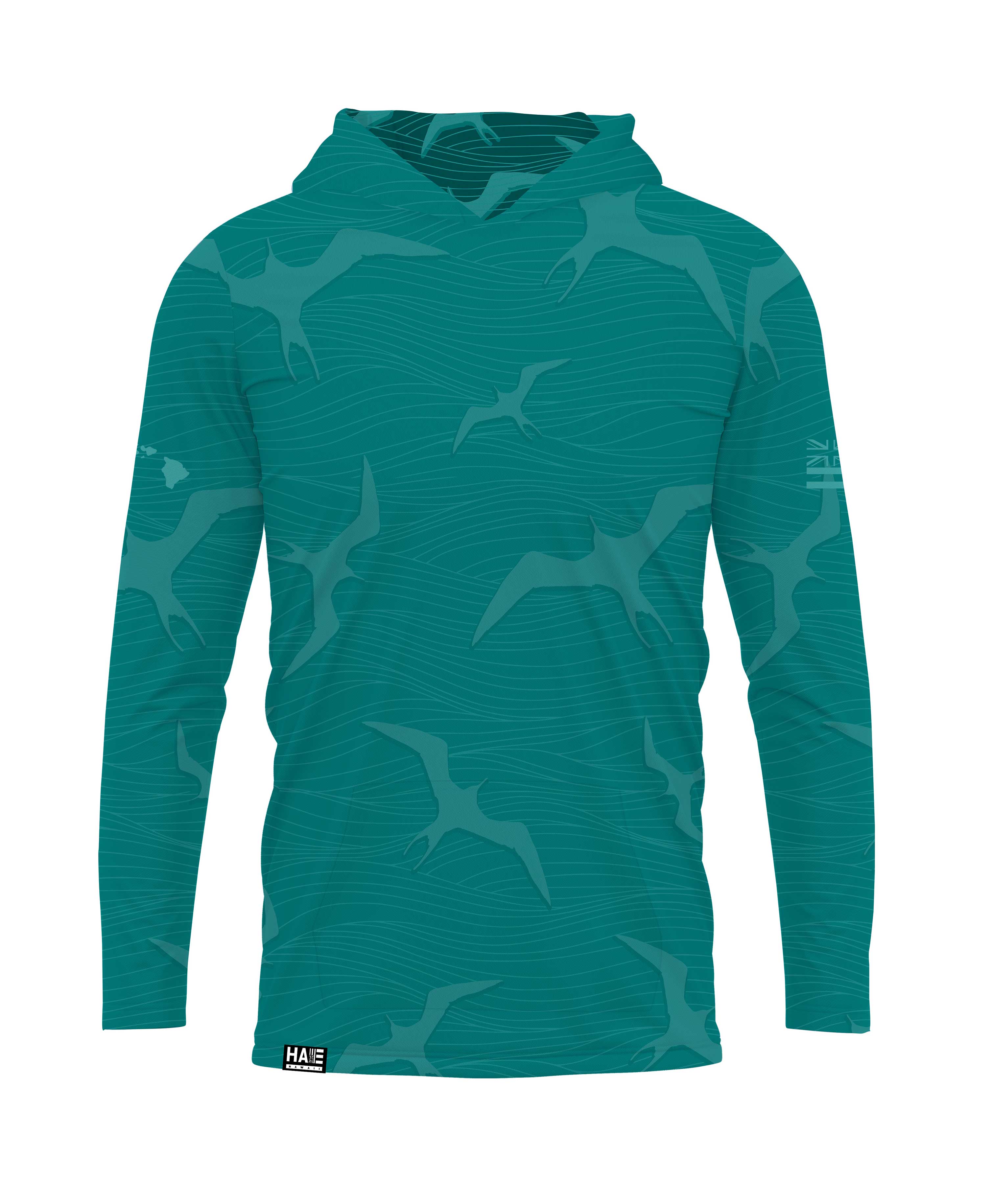 Na Iwa Waves Hooded Longsleeve Drifit Teal - Image 2