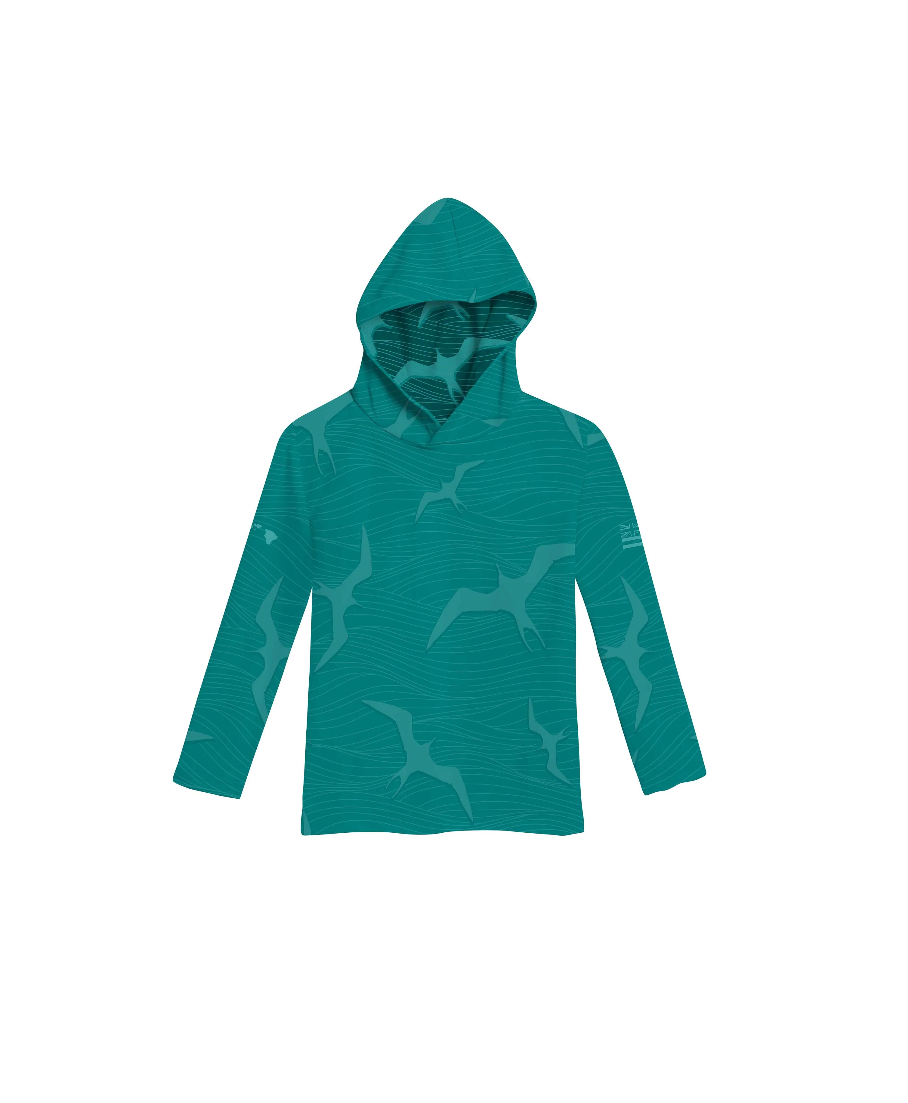 Na Iwa Waves Toddler Hooded Longsleeve Drifit Teal - Image 3