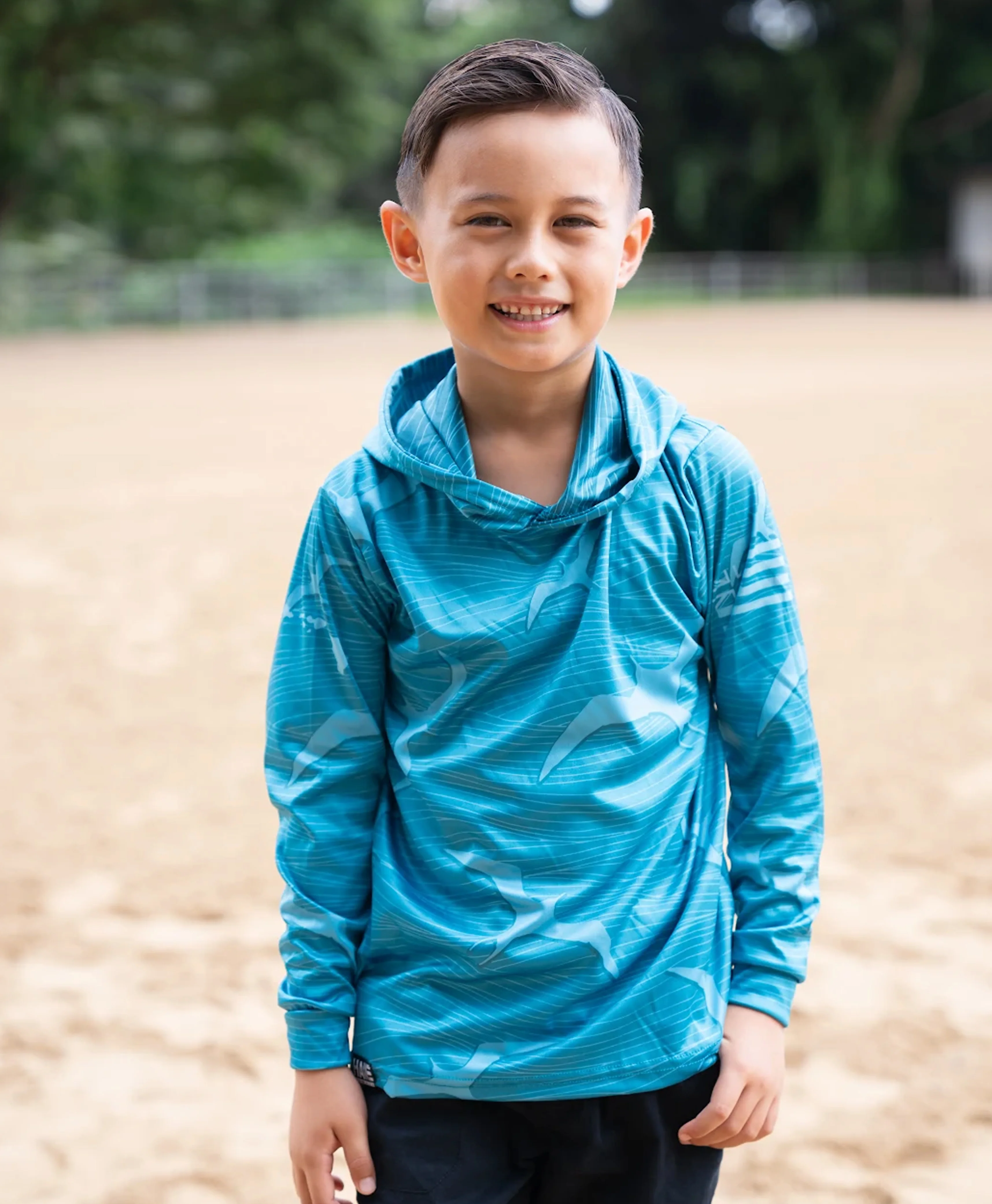 Na Iwa Waves Youth Hooded Longsleeve Drifit Teal