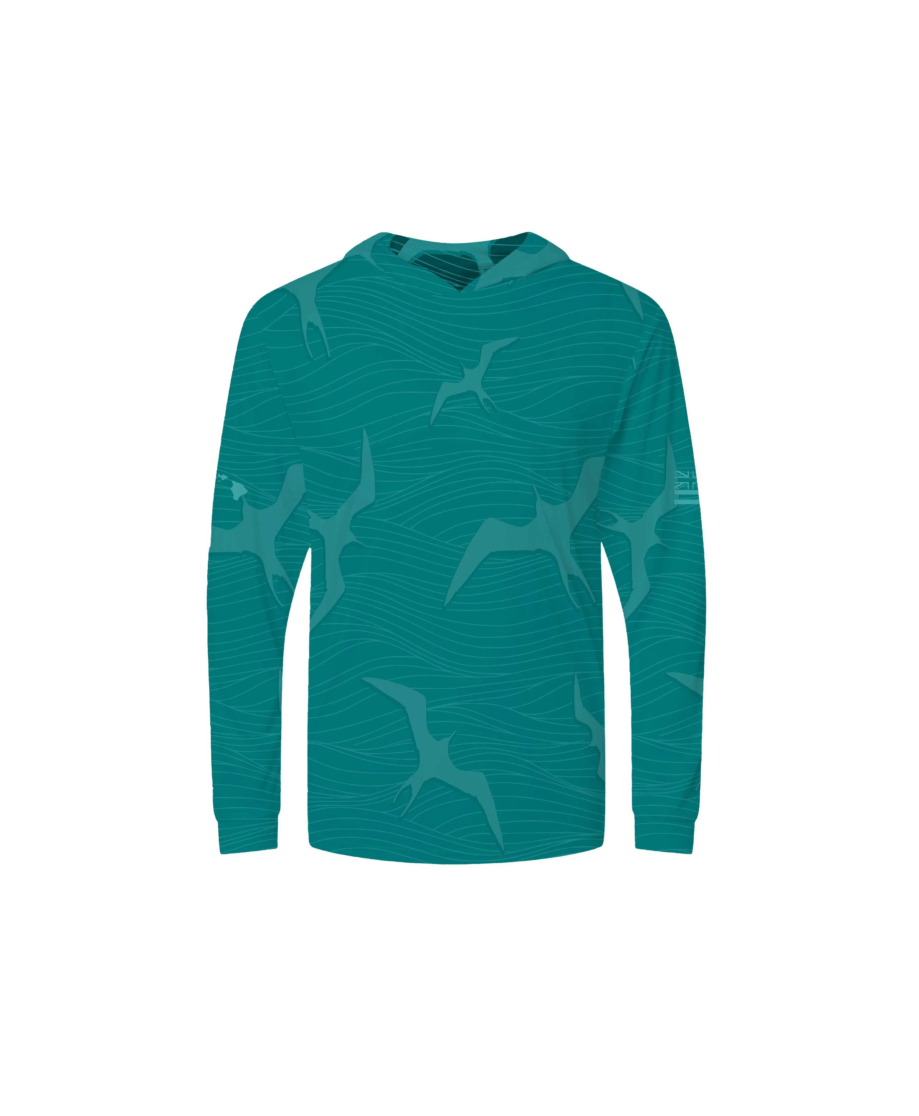 Na Iwa Waves Youth Hooded Longsleeve Drifit Teal - Image 3