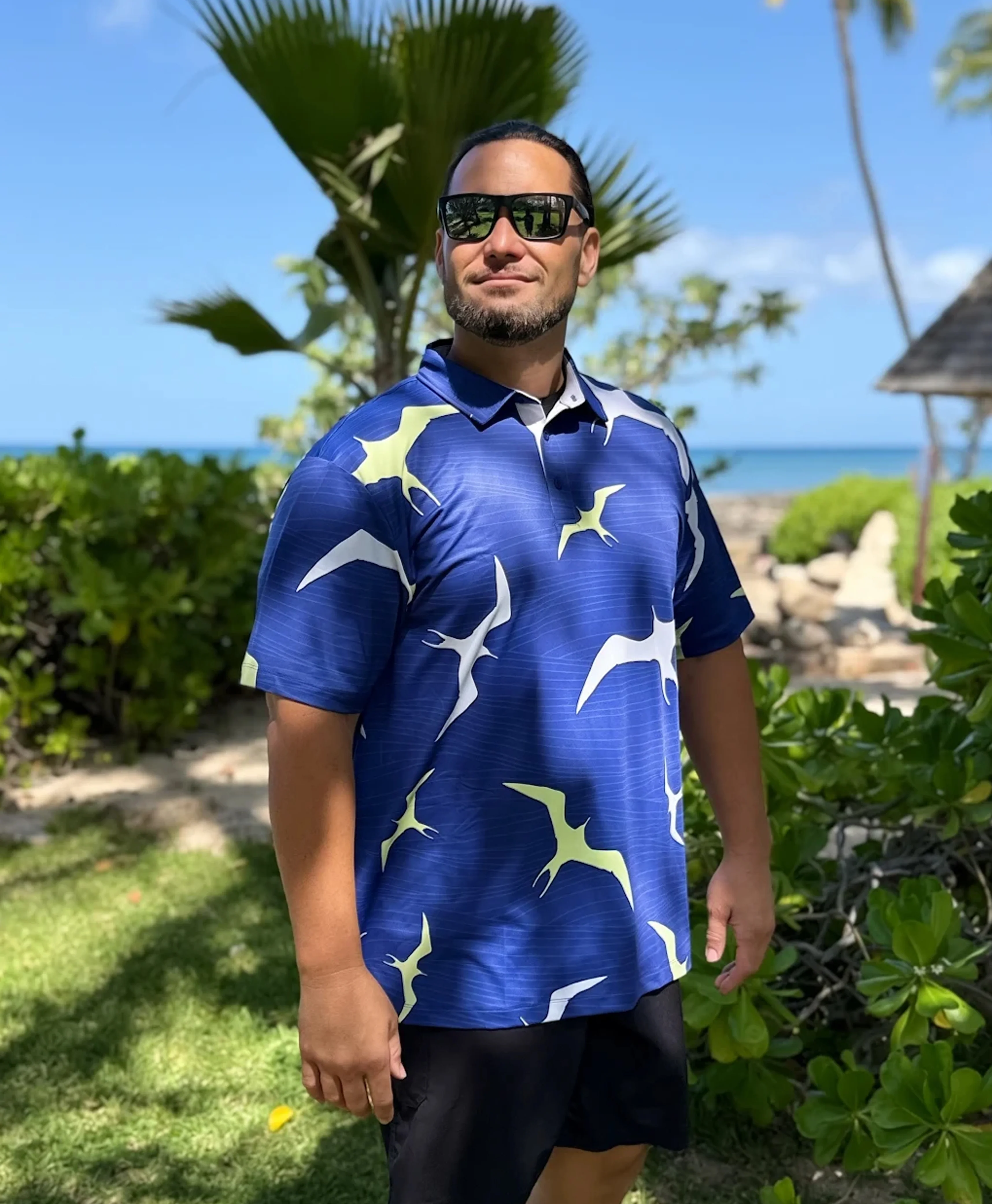 Na Iwa Waves Anywhere Polo in Navy - Image 2