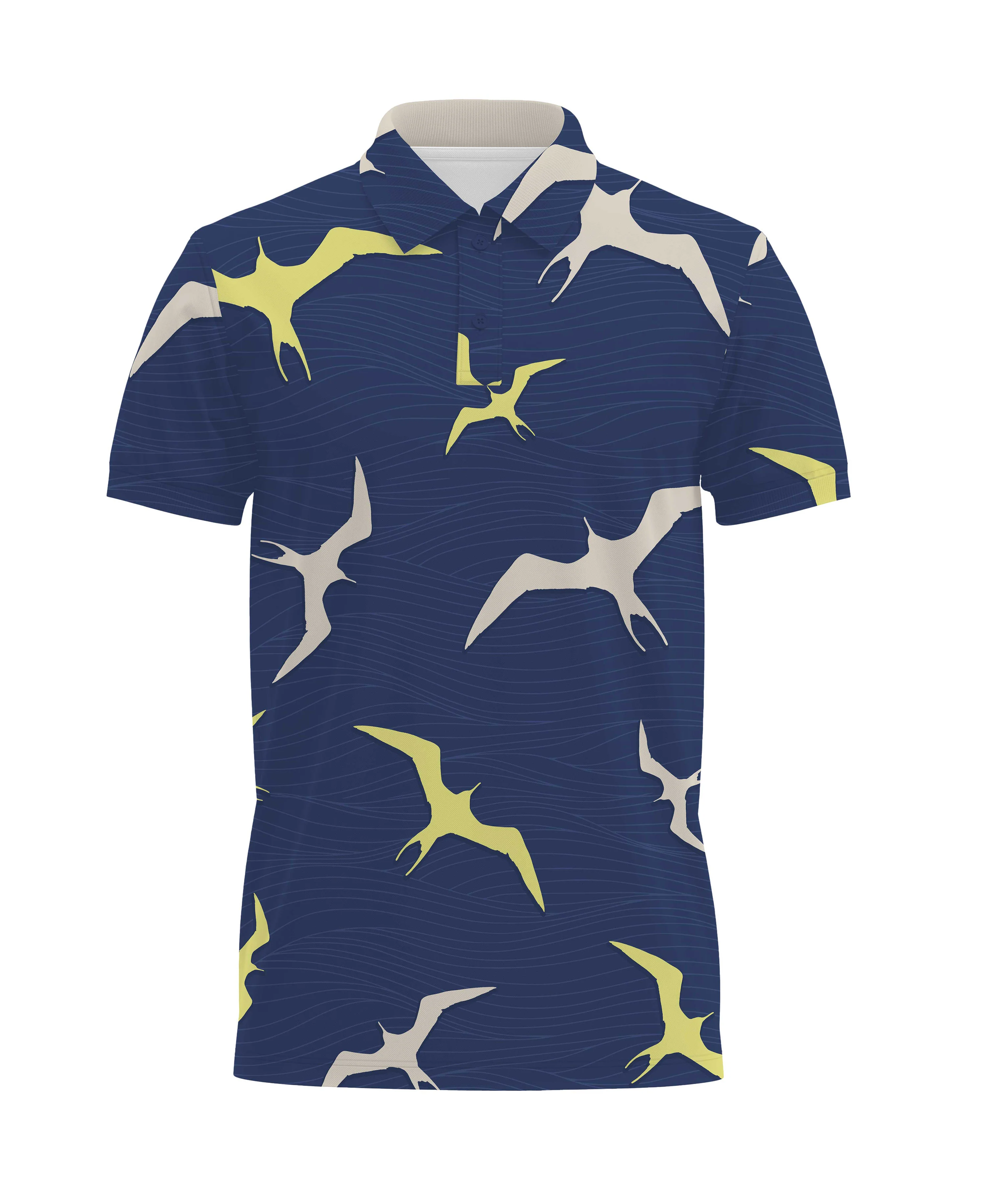 Na Iwa Waves Anywhere Polo in Navy - Image 3