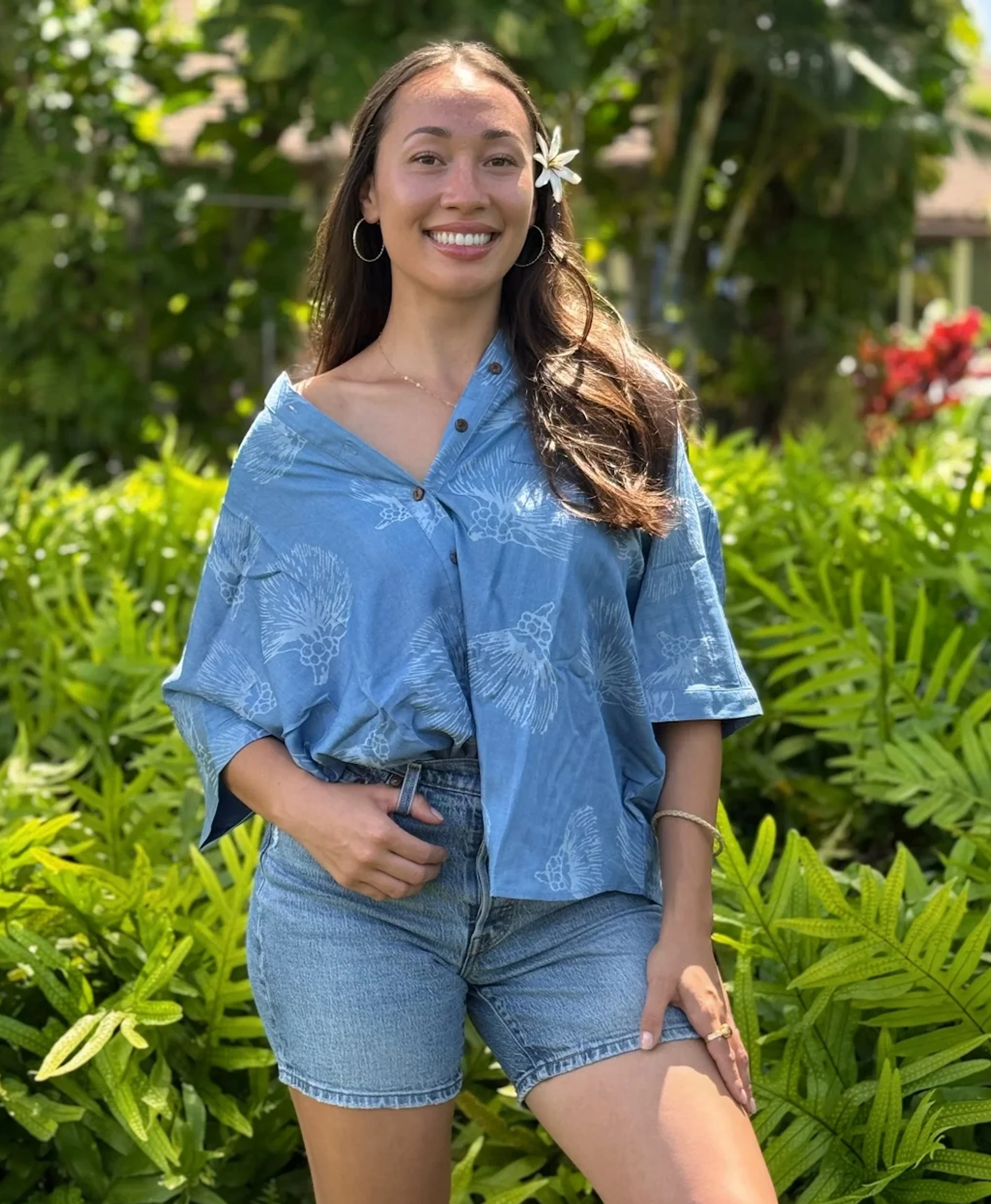 Lehua Wailea Blouse in Light Chambray - Image 3