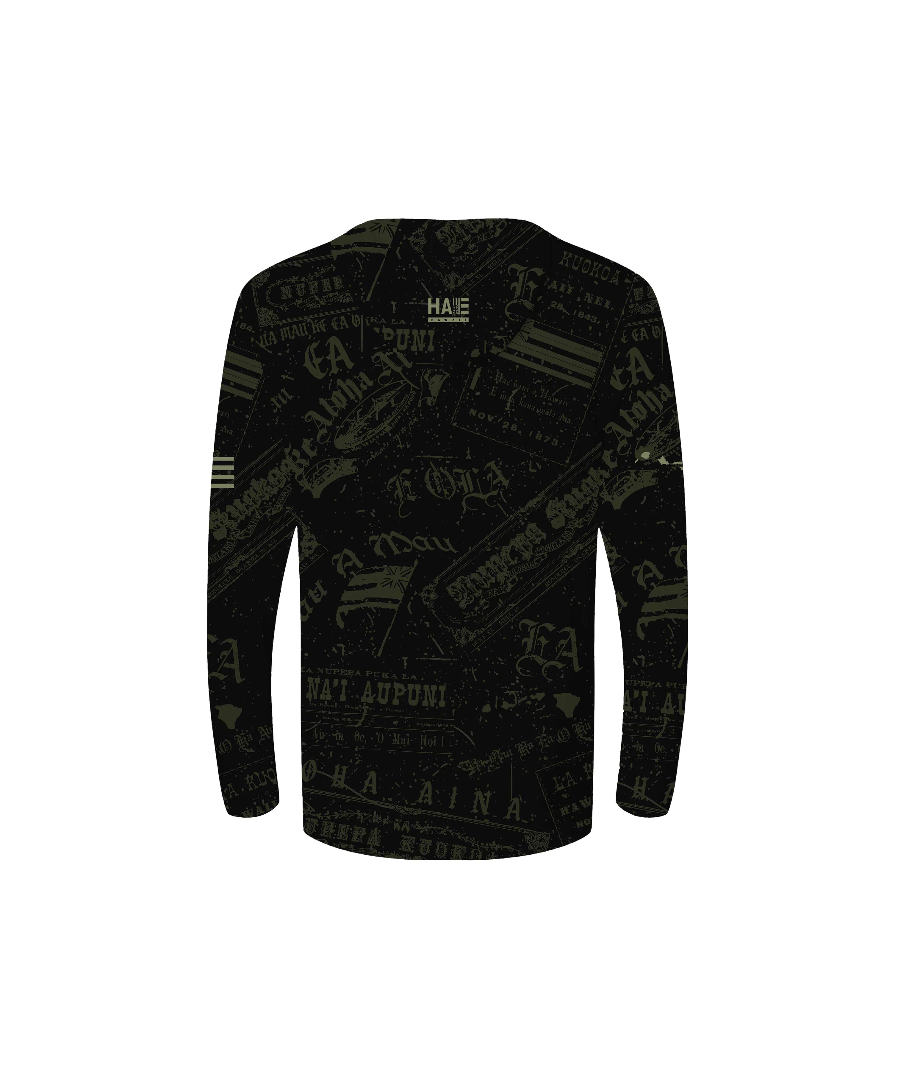 Nupepa Olelo Hawaii Youth Hooded Long Sleeve Drifit Black - Image 2
