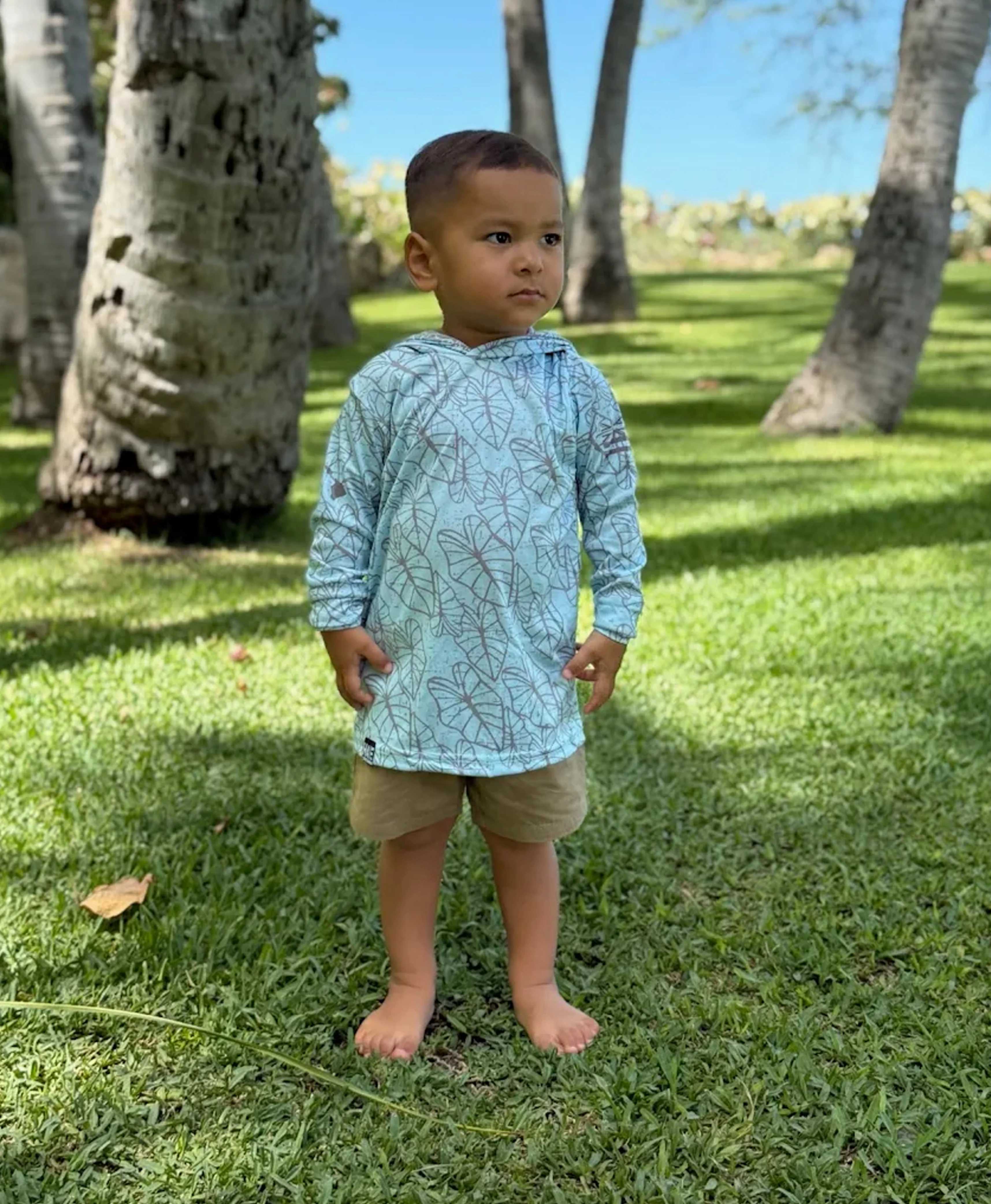 Oha Kalo Toddler Hooded Long Sleeve Drifit Seafoam Gray - Image 2