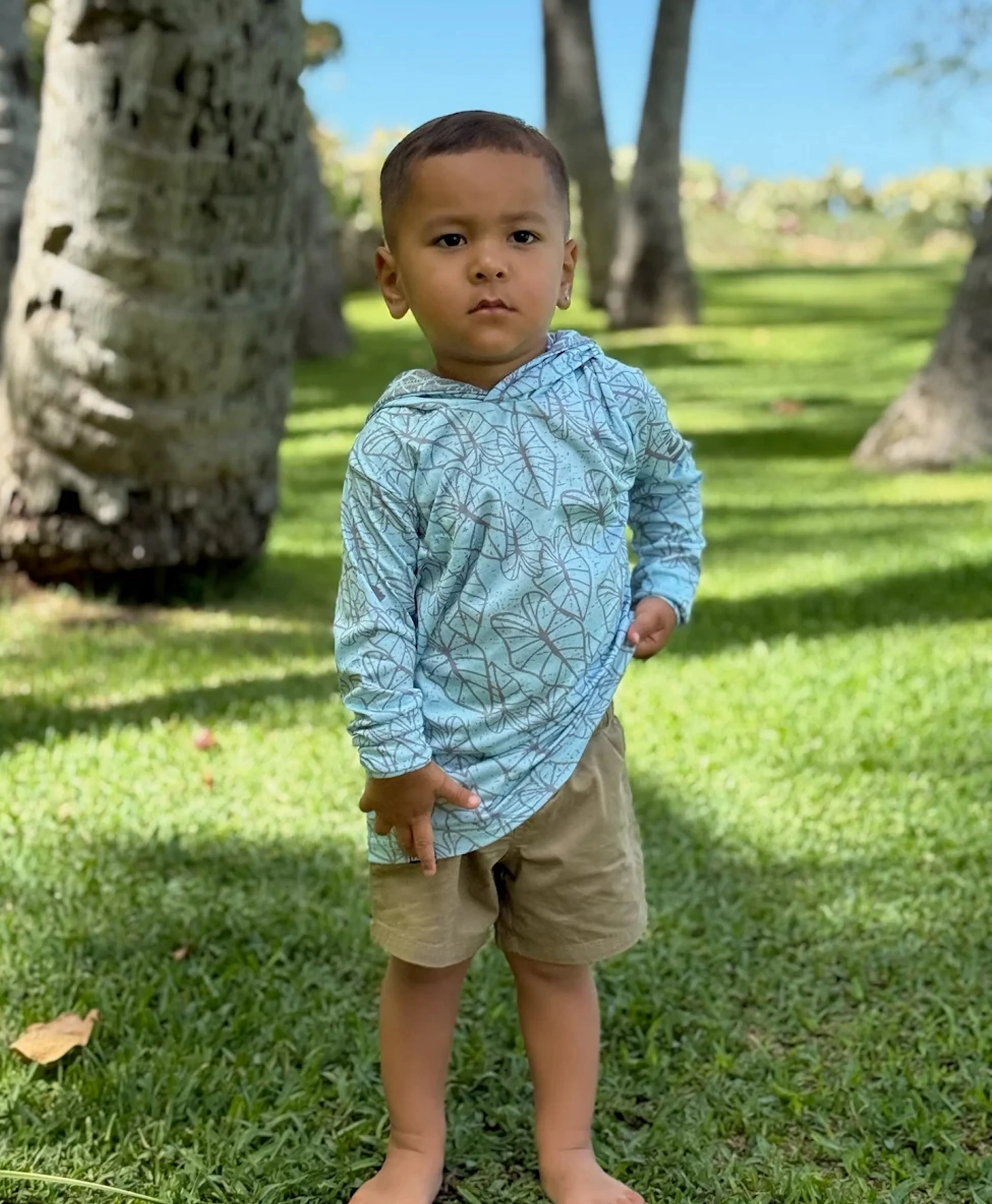 Oha Kalo Toddler Hooded Long Sleeve Drifit Seafoam Gray - Image 3